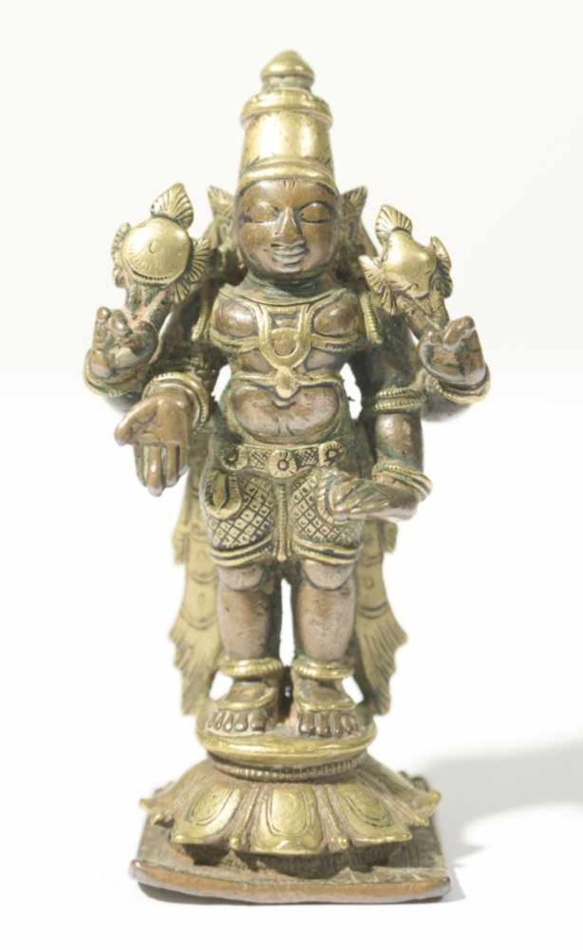 Vishnu, India, two-colored bronze, 17./18th c., 10,5 cm high, Provenance: Private