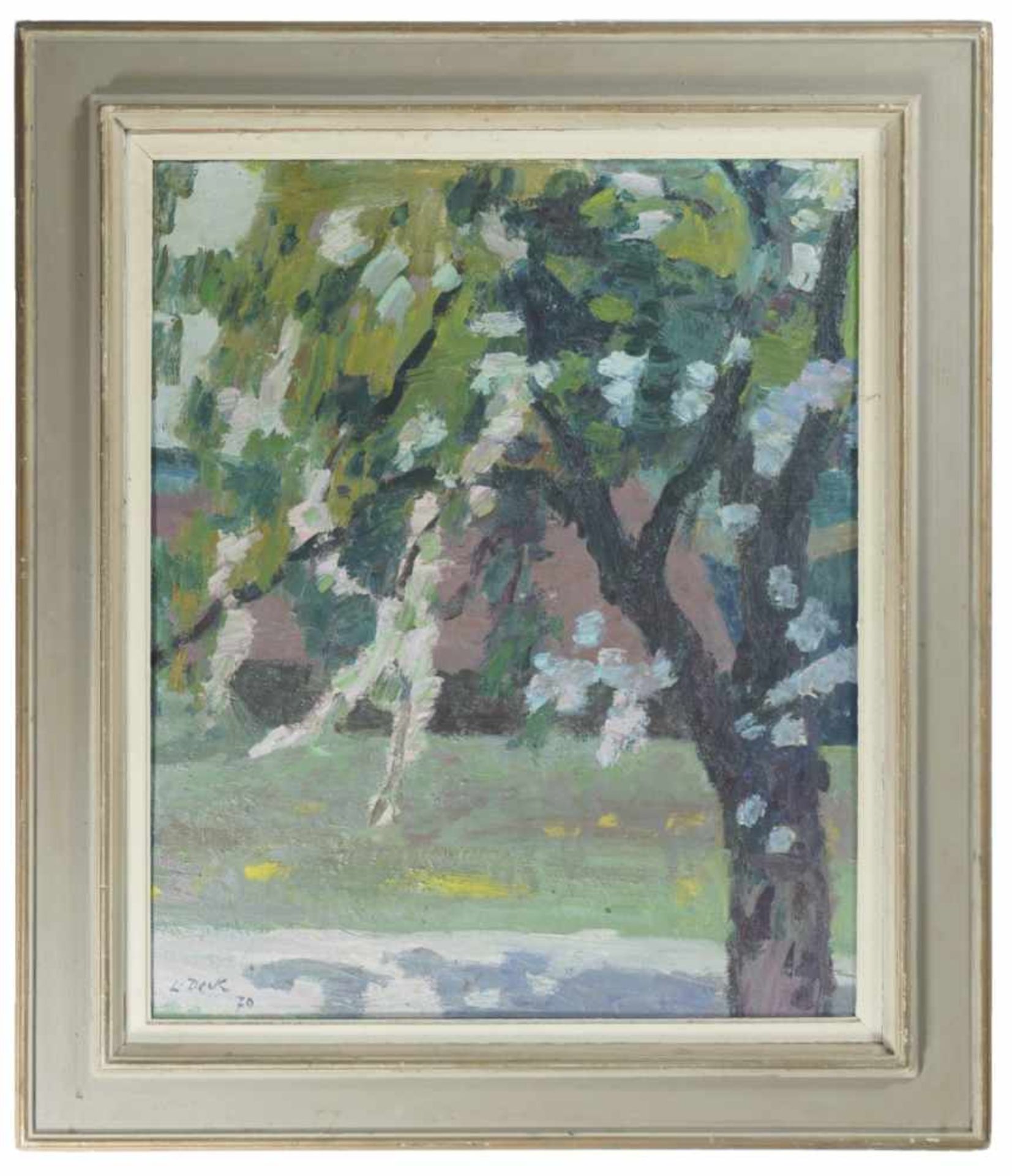 Leo DECK (1908-1997), A Tree in a landscape, Oil on cardboard, signed and dated (19)70, 73 - Bild 2 aus 2