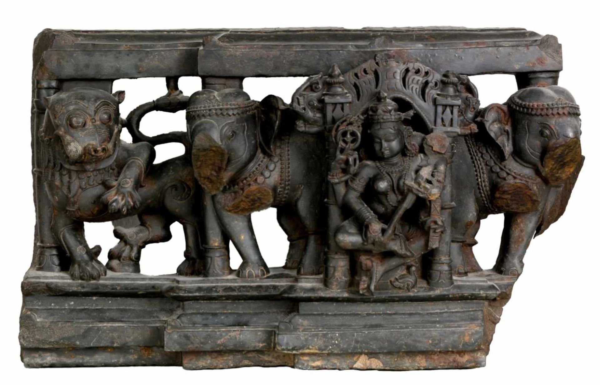 The Goddess Laksmi between lions and elefants, South-Indian frieze, probably 8th c., 32,5