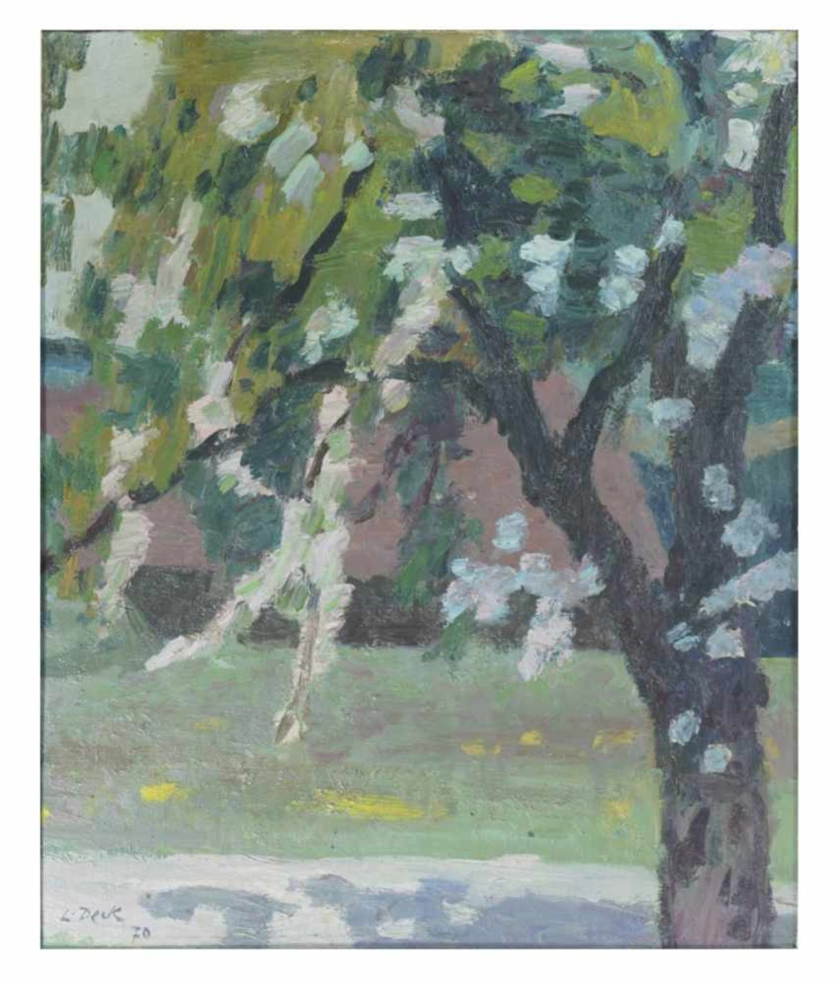 Leo DECK (1908-1997), A Tree in a landscape, Oil on cardboard, signed and dated (19)70, 73