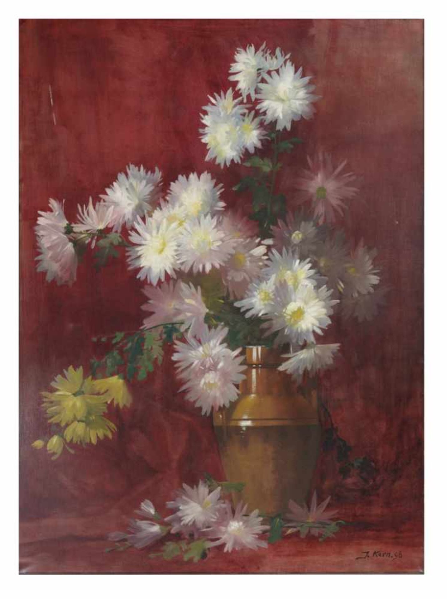 J.Kern, propbably Josef KERN (1953), Still life with flowers, 110 x 80 cm, frame: 120 x 90