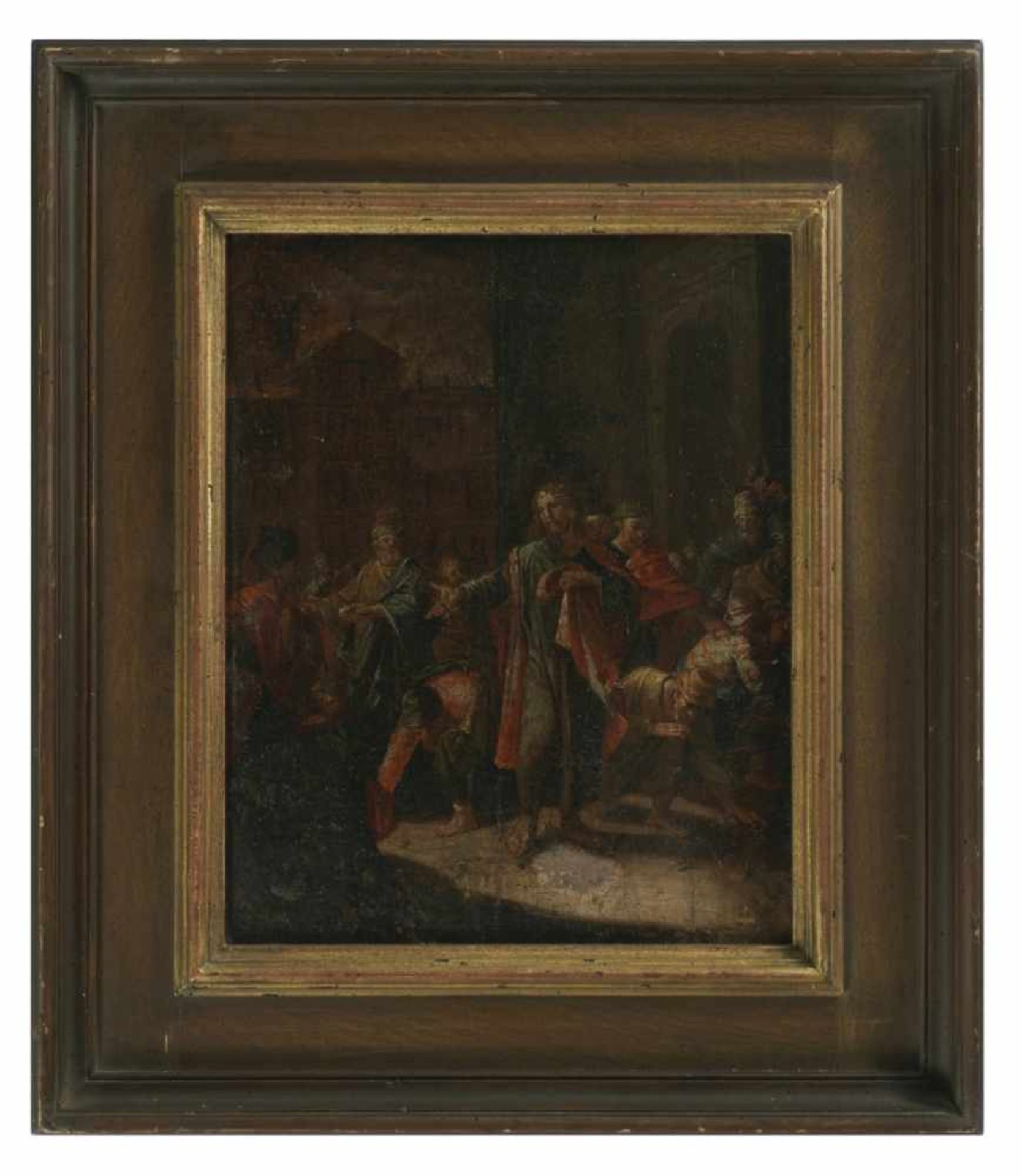 Unknown painter, The Teaching Christ, Oil on panel, probably 17th c., 38 x 30,5 cm, frame: - Bild 2 aus 2