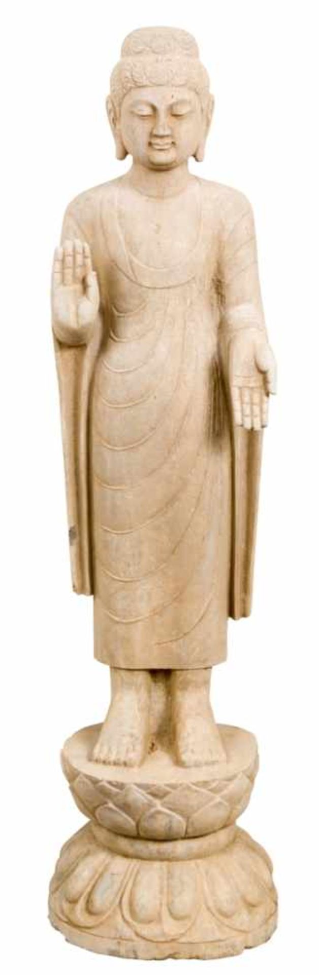 Monumental Sandstone Buddha Sculpture probably: China, before 1900, ca. 137 cm high,