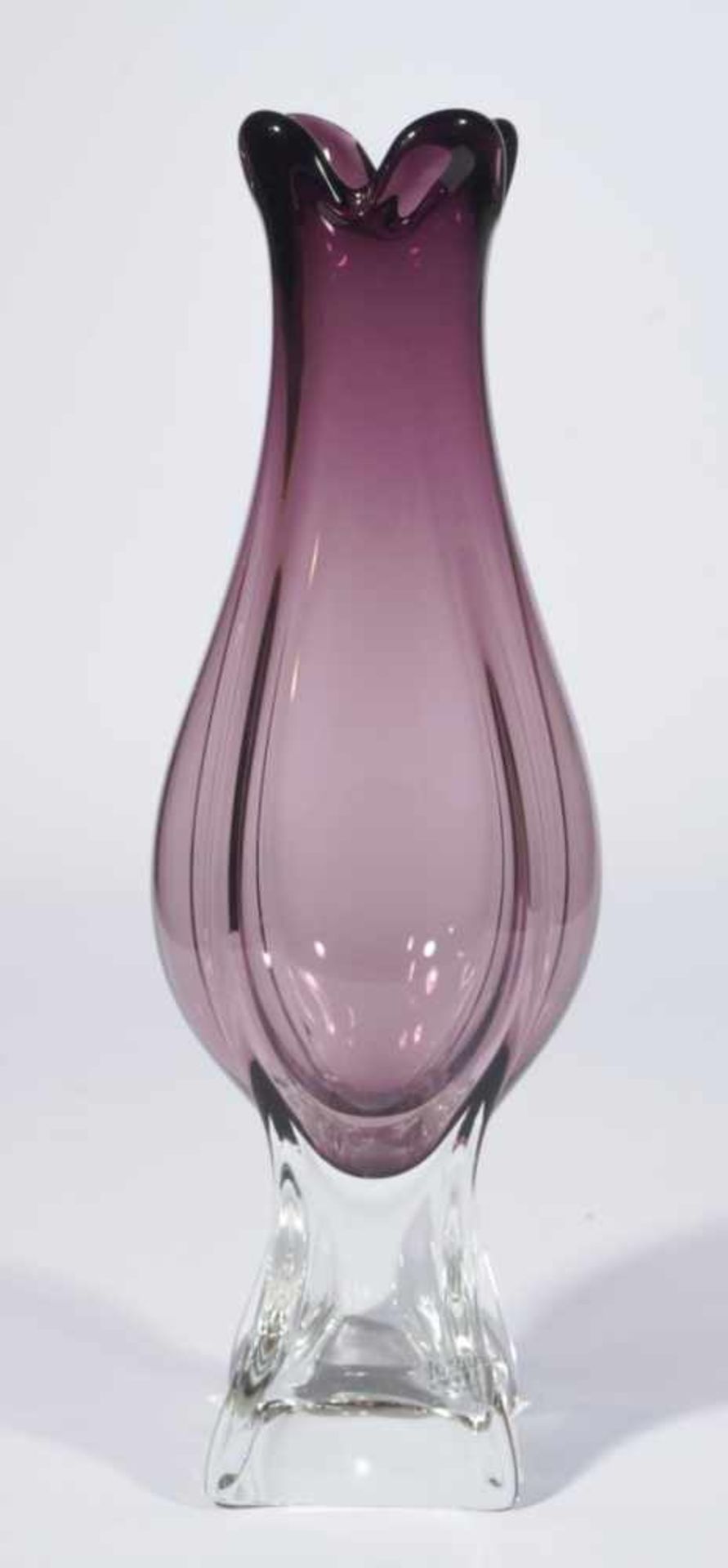 Large vase, Formia Vetri di Murano, 2nd half of 20th century, colourless and violet glass,