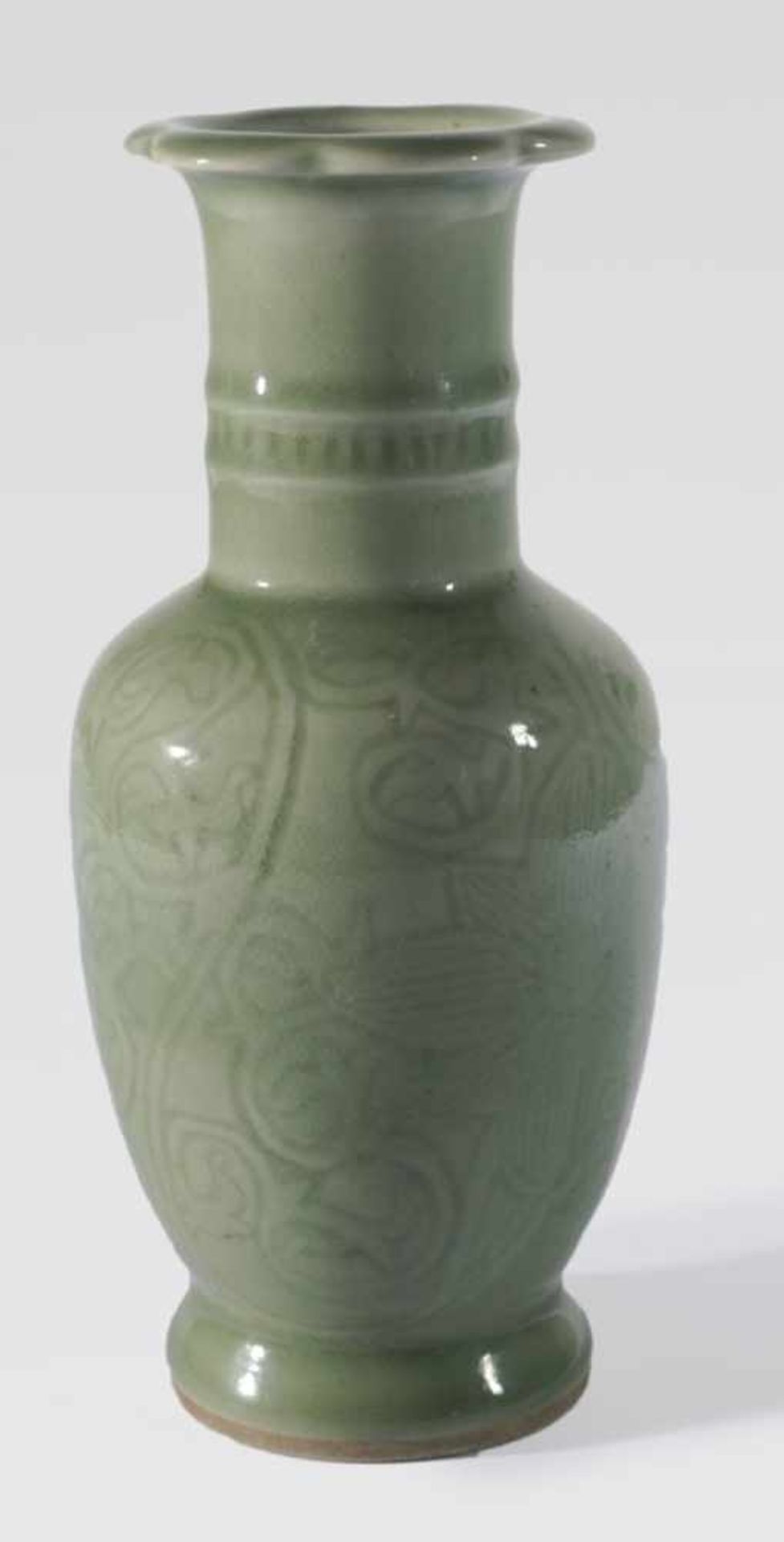 A Light Green Chinese Vase with the mark of Yongzheng Nian Zhi (1723-1735), probably 19th