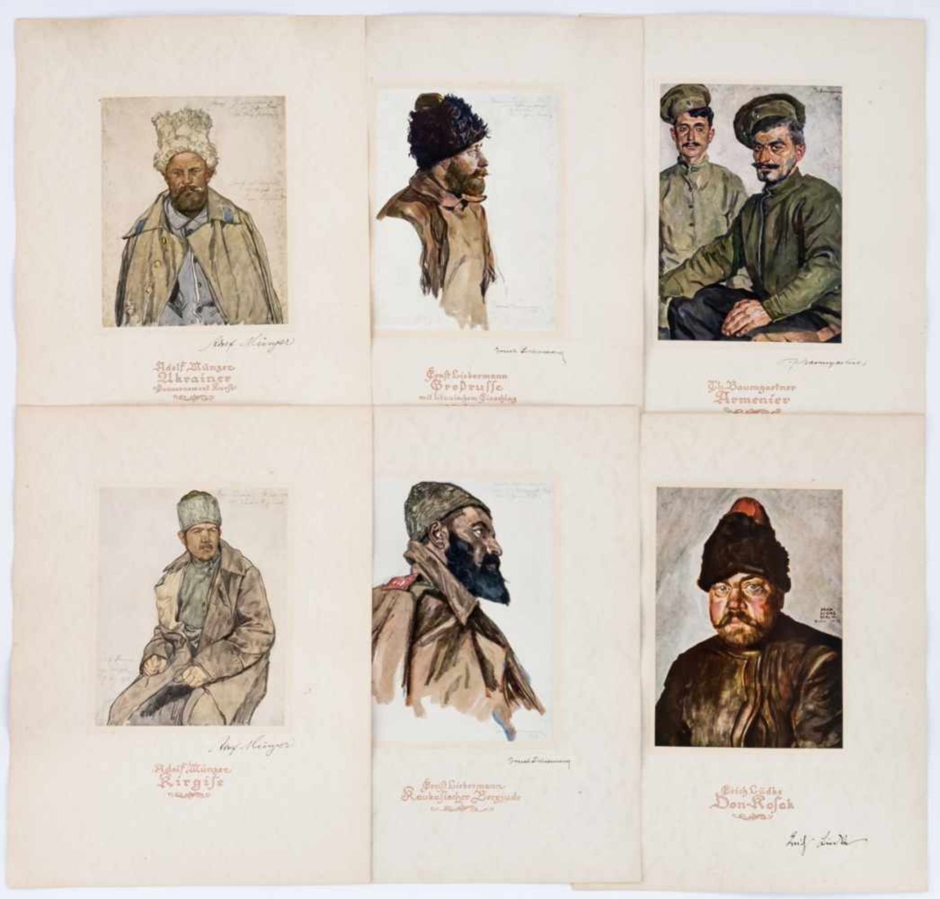 Portraits berühmter Maler von folgenden Personen: Ukrainer, Grossrusse, Armenier, Kirgise,