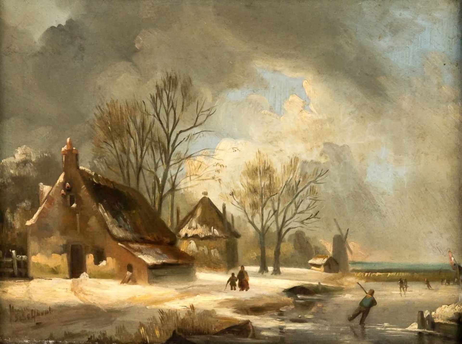 A Winter Landscape, Netherlands, oil on canvas, signed A. Schelfhout, probably AndreasSchelfhout (