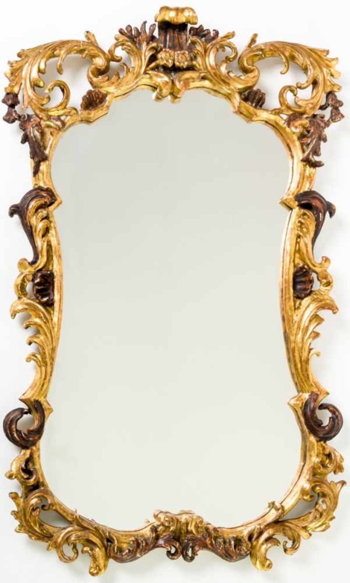Very nice rococo style mirror, South Germany, wood carved and gilded, around 1900 orearlier, 89 x 56