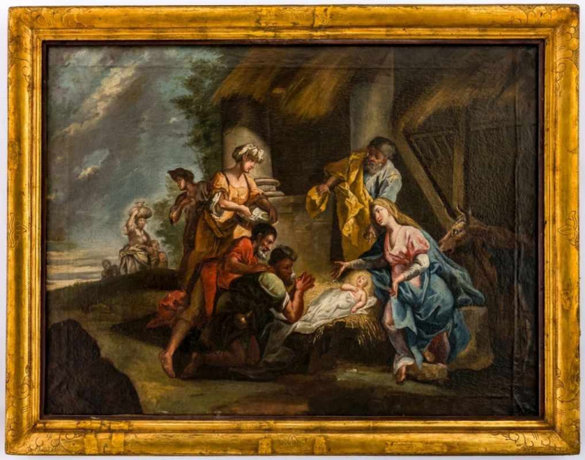 Very large painting of the Adoration of the Shepherds, Northern Italy, oil/canvas, 18thcentury, 70 x - Bild 2 aus 3