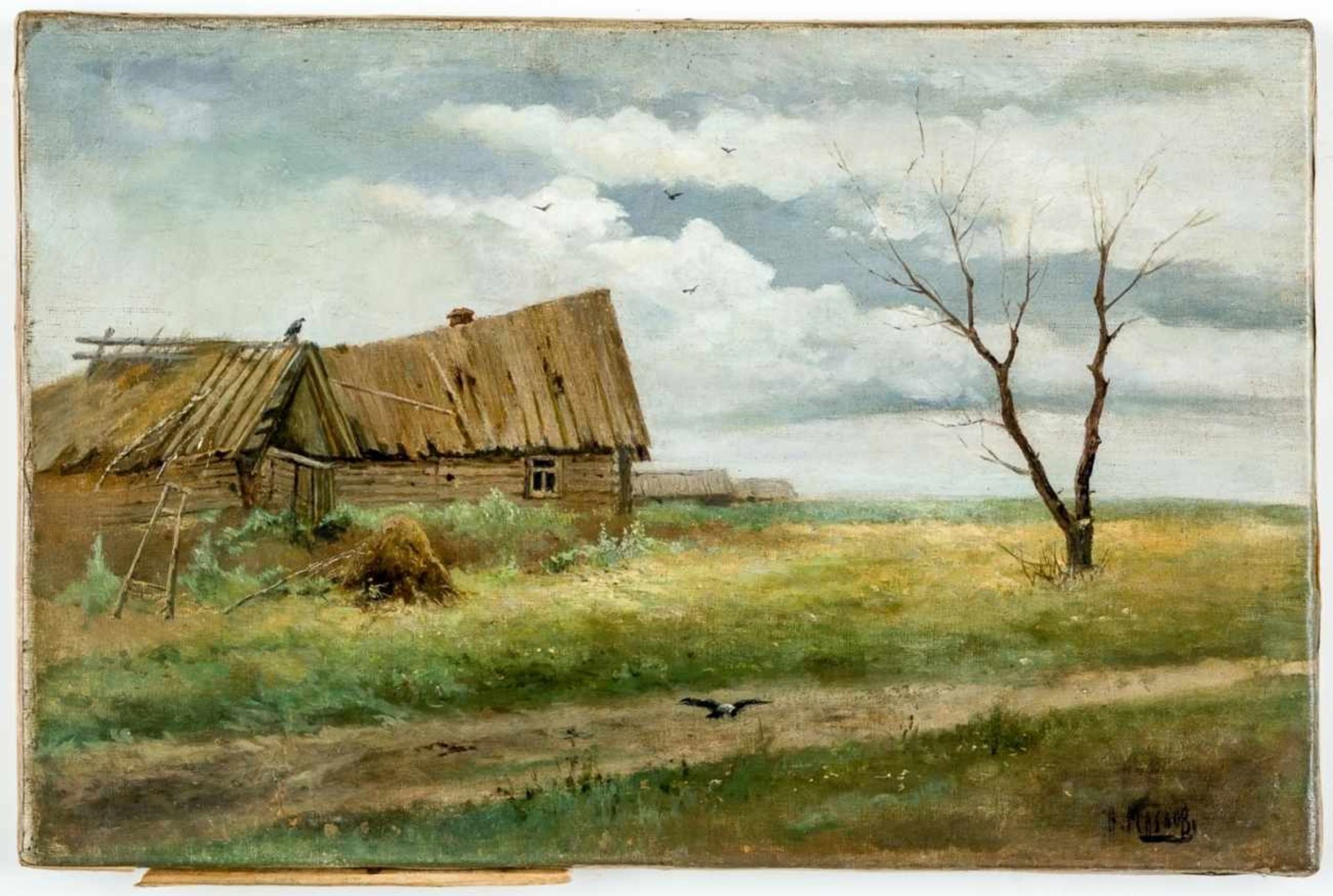 Russian Landscape, Russia, oil on canvas, signed in cyrillic: A. Maslov, probably AfanasijMaslov (