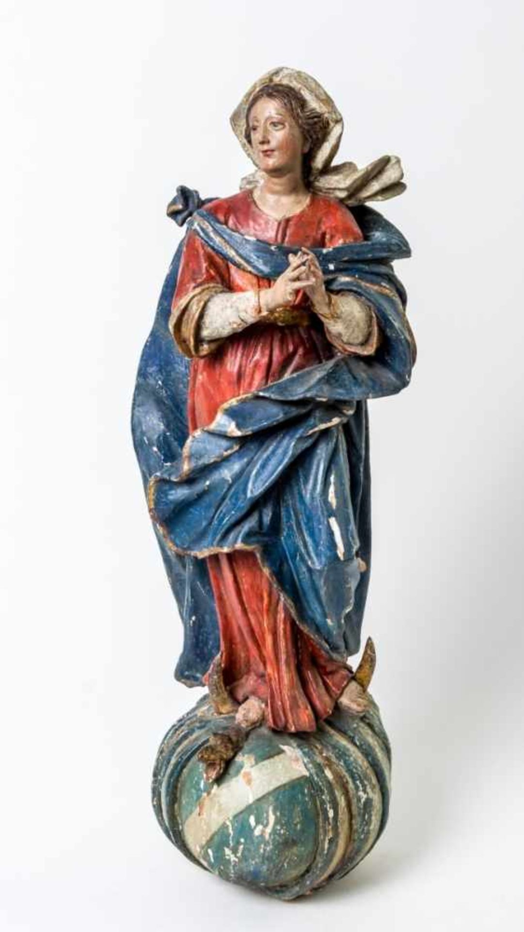 Large sculpture of Maria Immaculata, Southern Germany, baroque woodcarving, 18th century,Height: