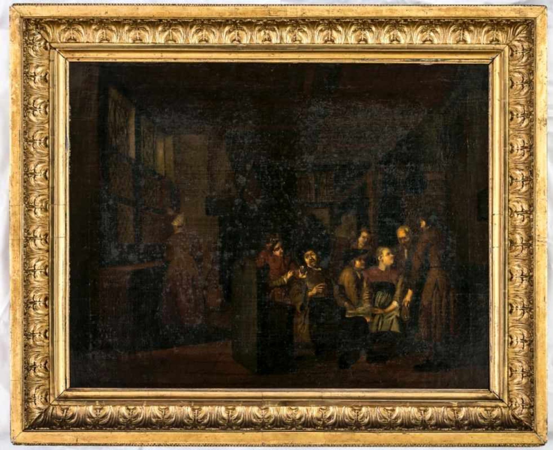 The contract, Netherlands, oil / canvas (doubled), probably circle of Richard Brakenburgh(1650- - Bild 2 aus 3