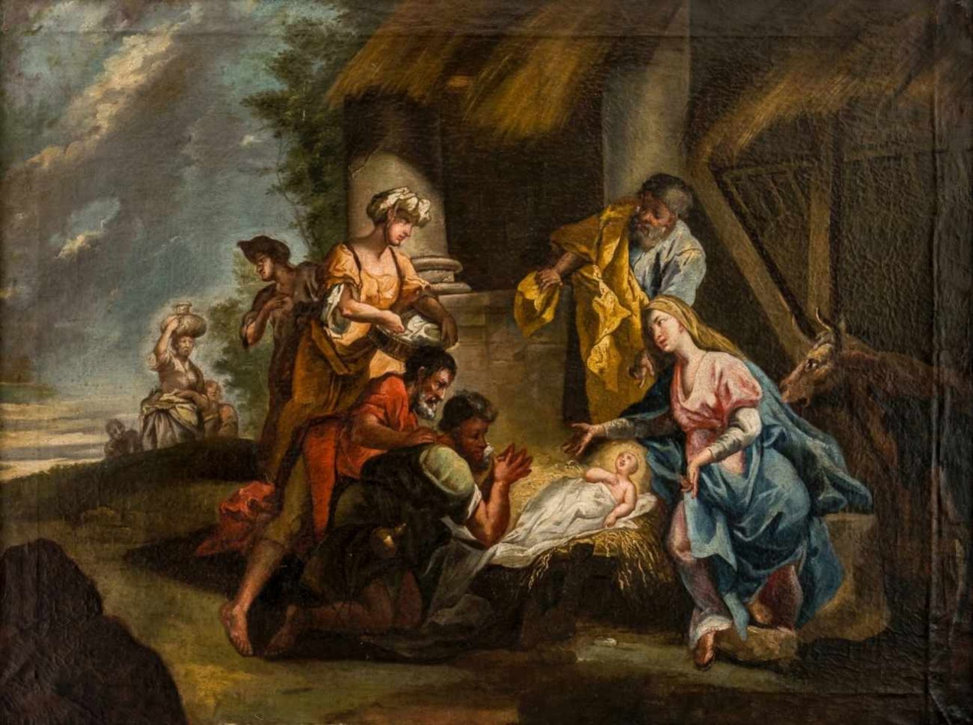 Very large painting of the Adoration of the Shepherds, Northern Italy, oil/canvas, 18thcentury, 70 x