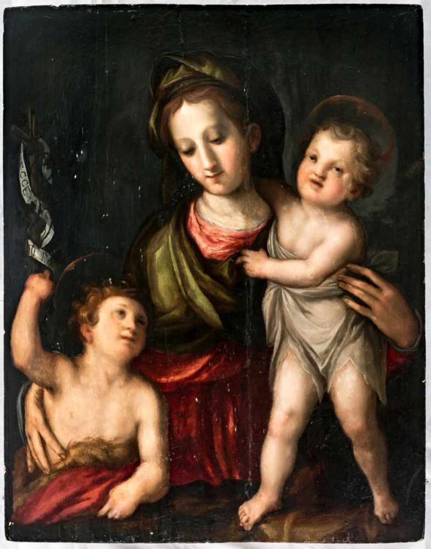 Very large painting of the Madonna with the Infant Jesus and the young St.John theBaptist, Italy (