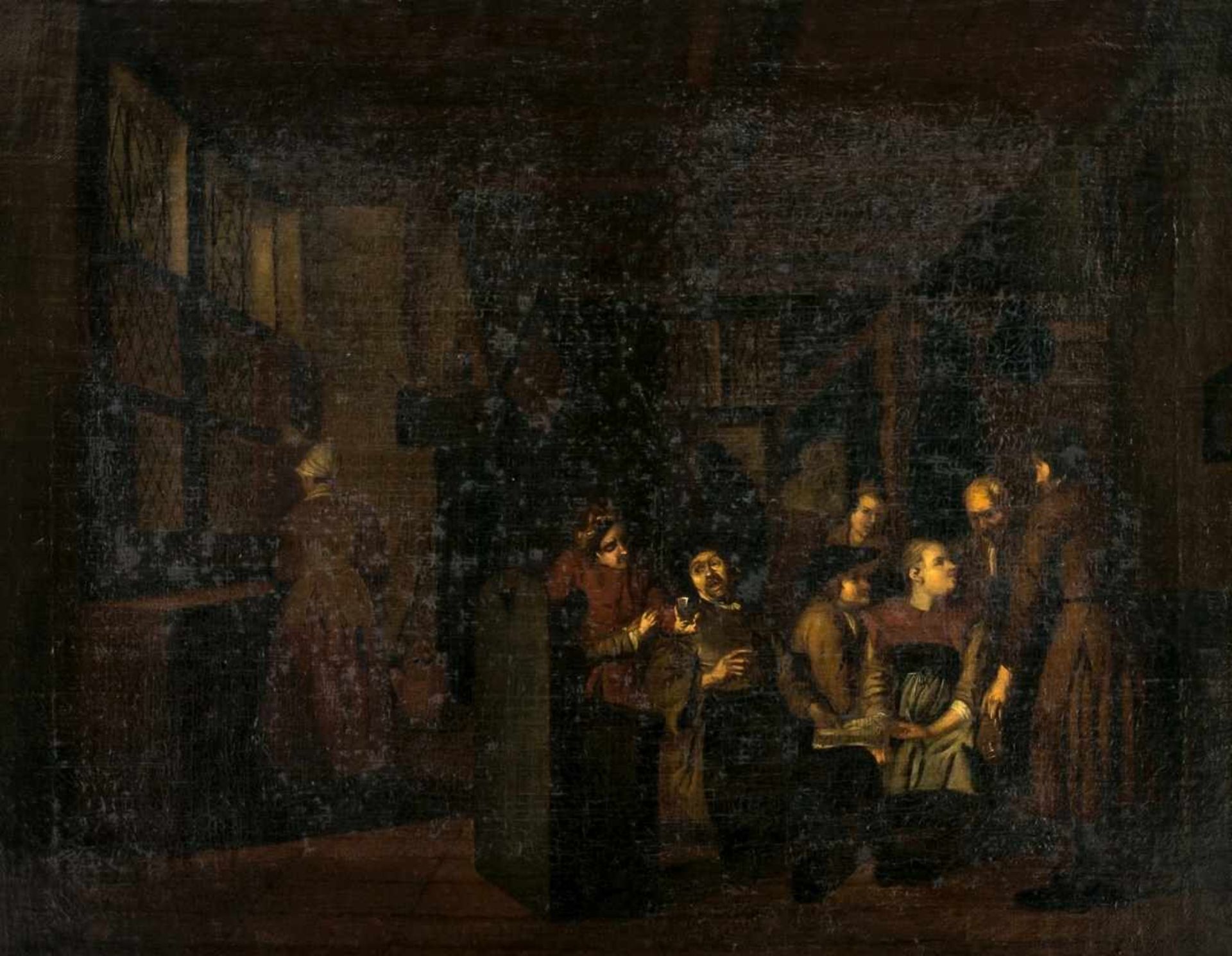 The contract, Netherlands, oil / canvas (doubled), probably circle of Richard Brakenburgh(1650-