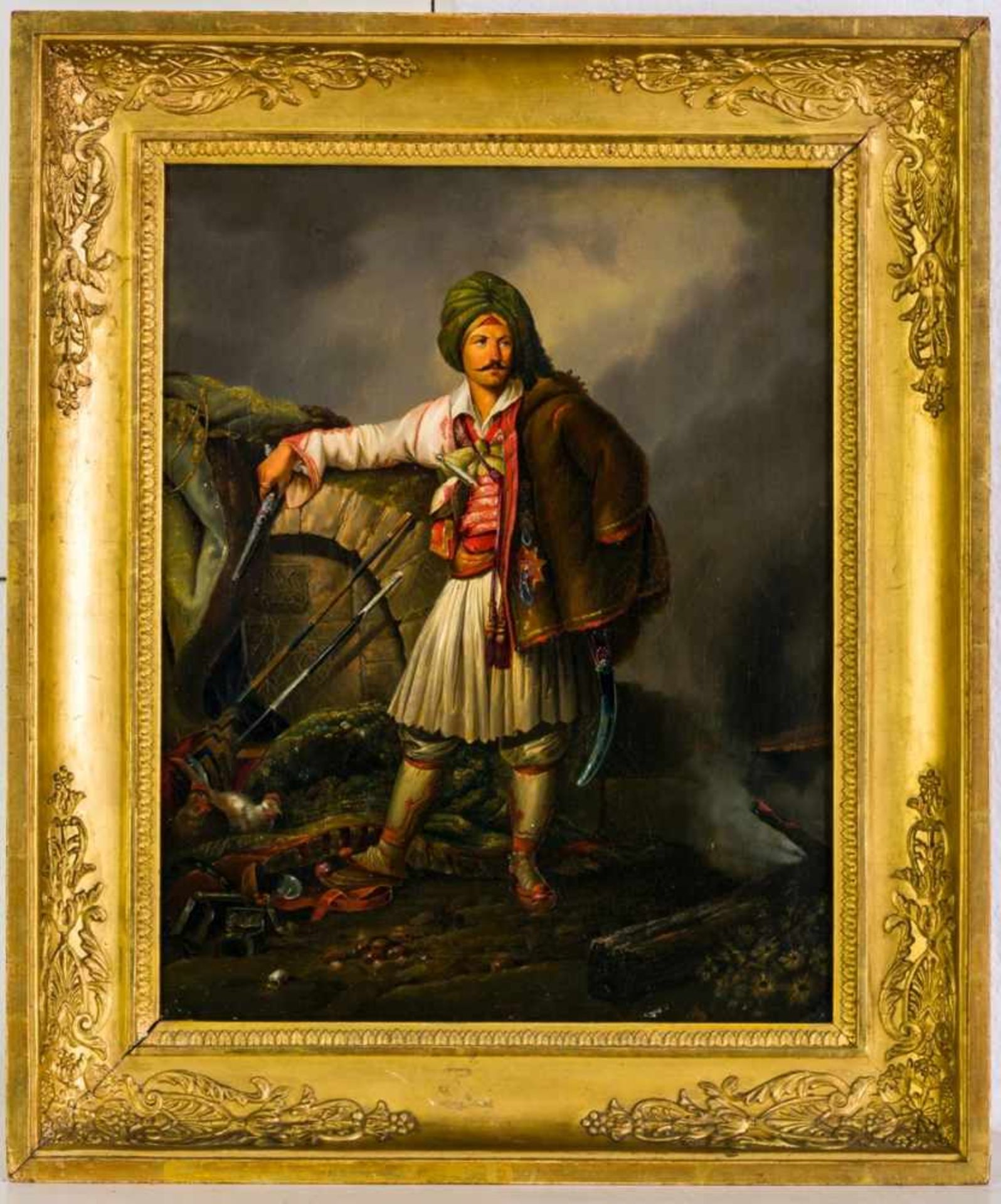 A Noble Philhellene in Greek national costume, Oil on canvas, 19th century, circle ofPeter von - Bild 2 aus 5