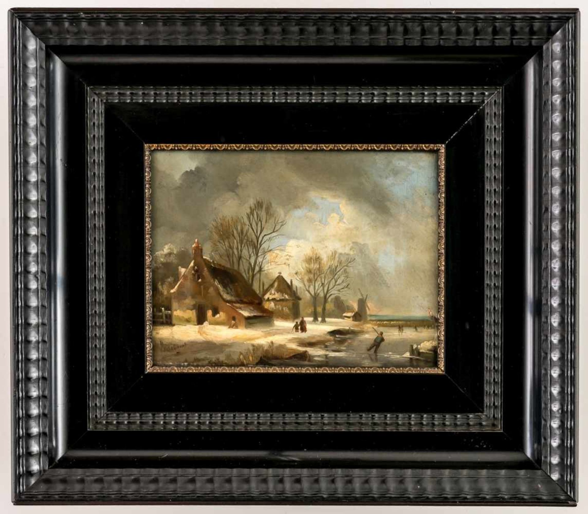 A Winter Landscape, Netherlands, oil on canvas, signed A. Schelfhout, probably AndreasSchelfhout ( - Bild 2 aus 2