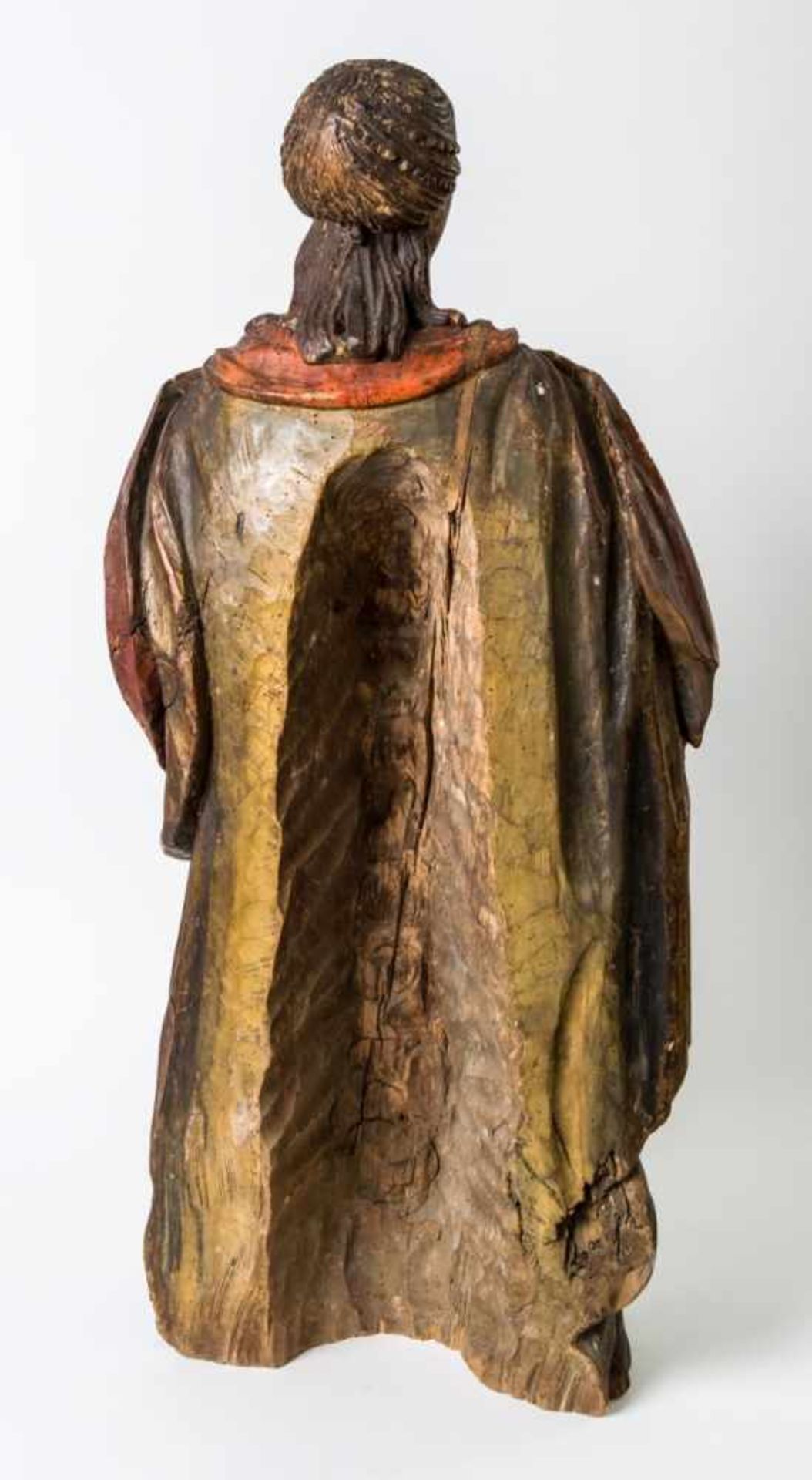 Very large figure of the praying Mary, South Germany or Tyrol, early baroque wood carving,early 17th - Bild 2 aus 2