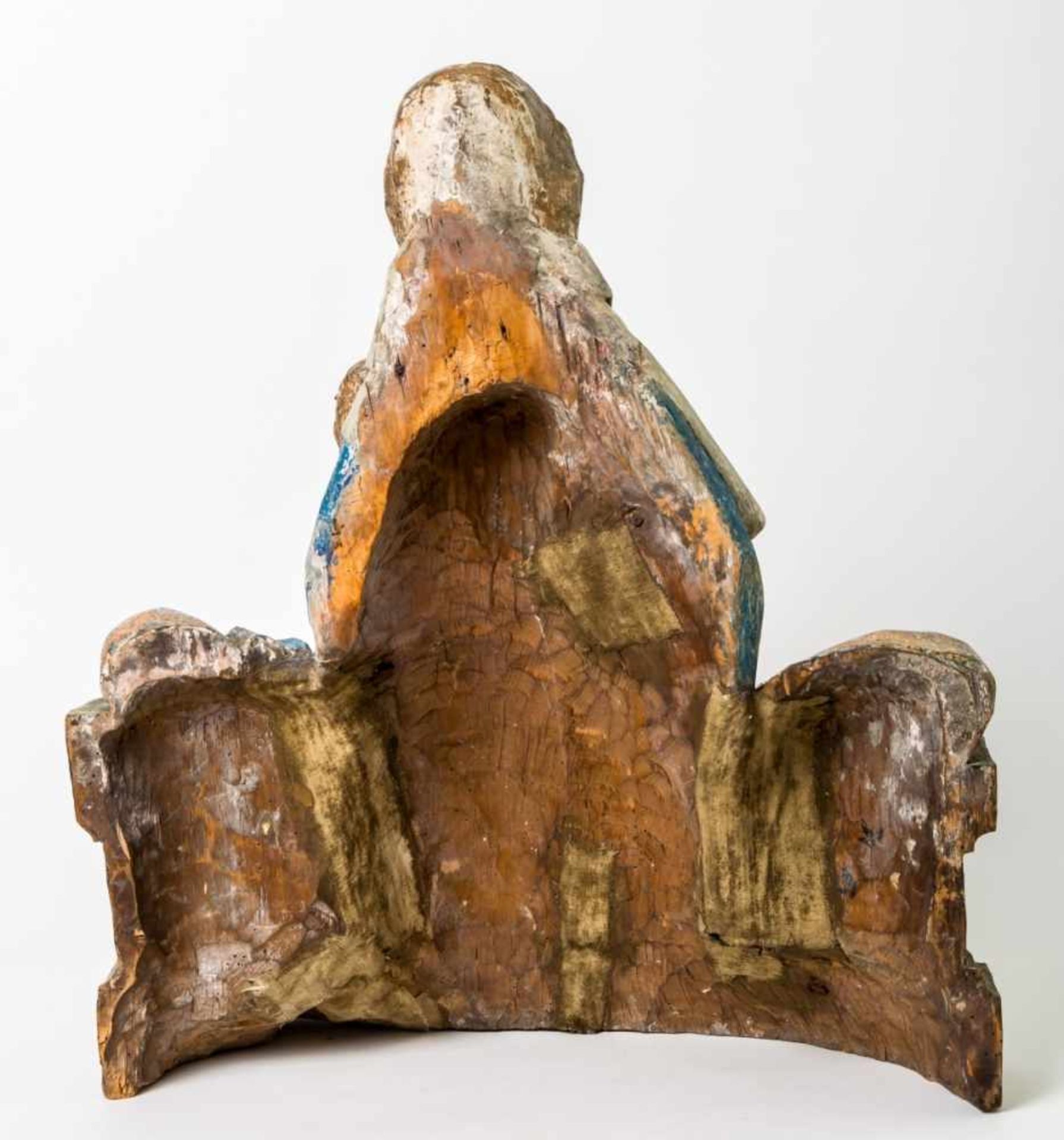 Important enthroned Madonna with Child Jesus, Franconia, Gothic, woodcarving, around1430/40, 62 x 54 - Bild 2 aus 2