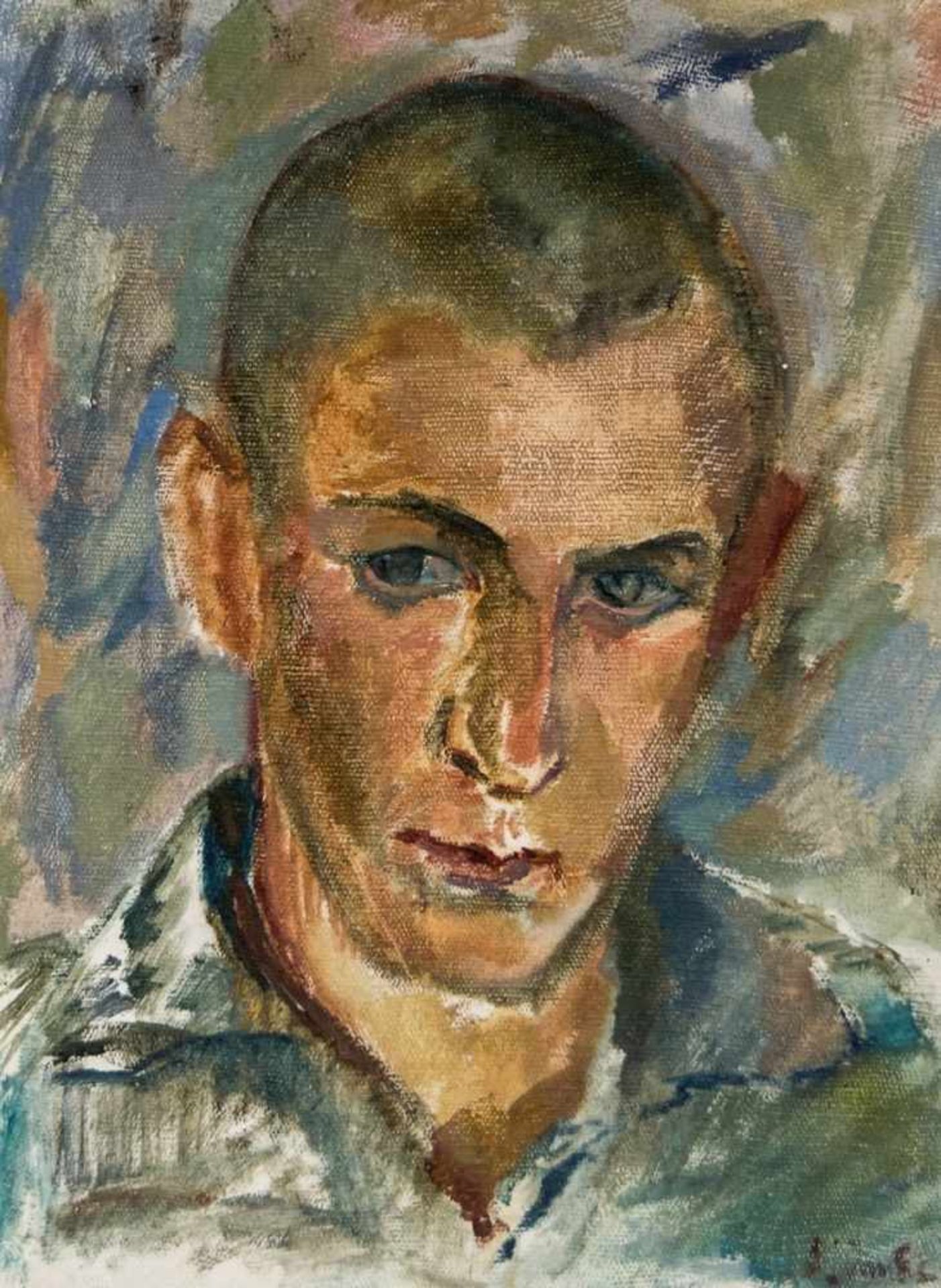 Self-portrait of the artist Leonid Ogibenin (1908-1989), Oil on canvas, signed and dated1929,