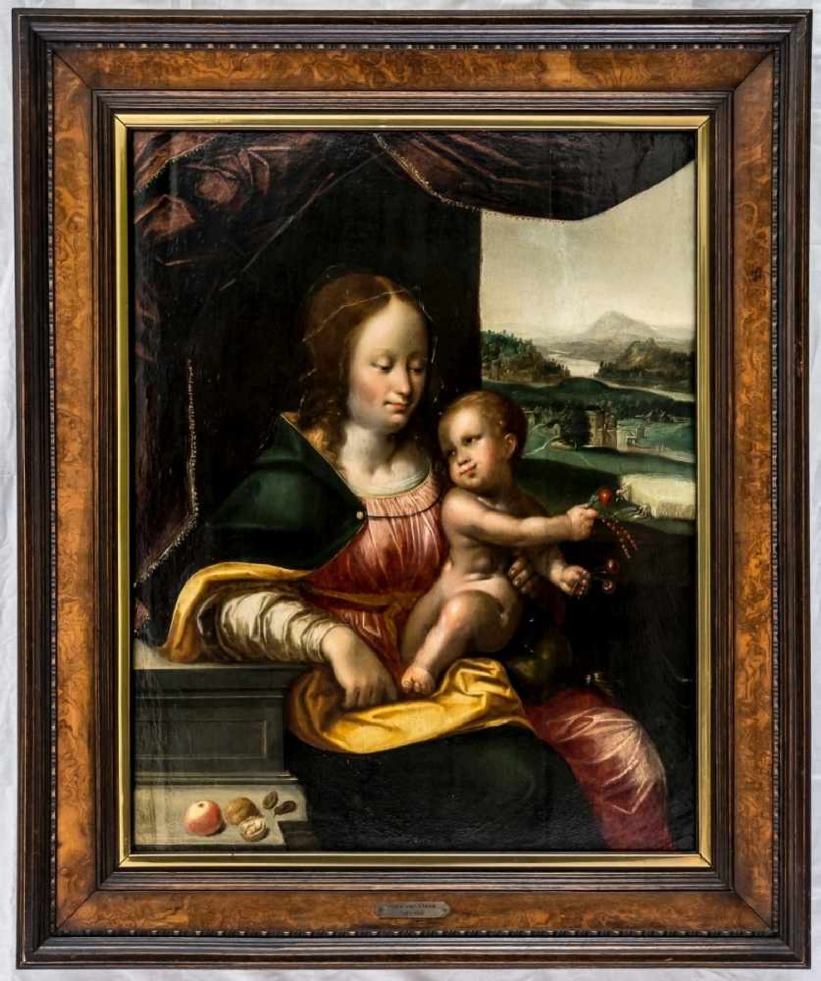 An important painting of the Madonna with the cherries, Netherlands, probably Antwerp, oil/ Panel, - Bild 2 aus 3