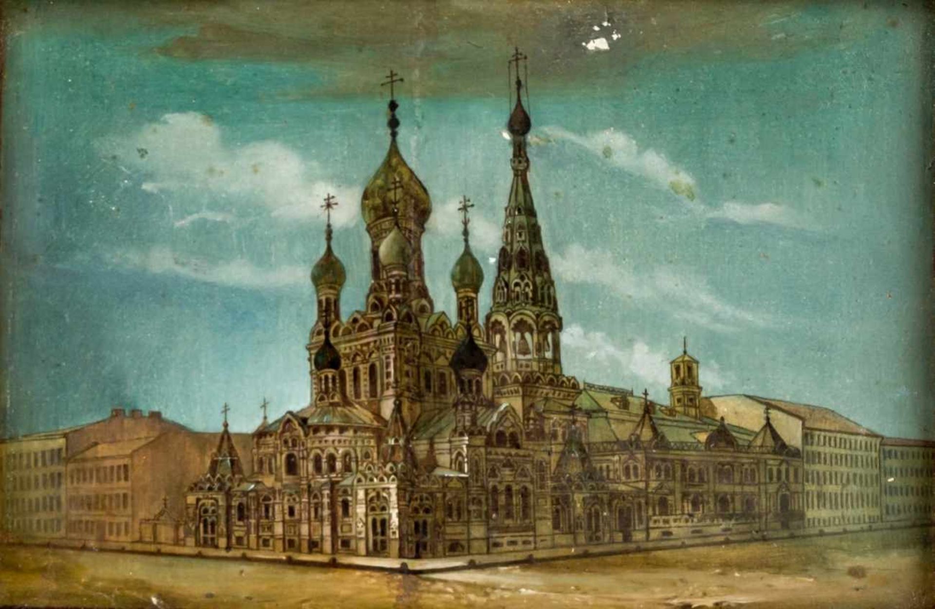 Trinity Church in Moscow, Russia, Tempera (?) on panel, c. 1880, with frame: 17,3 x 24 cm,condition: