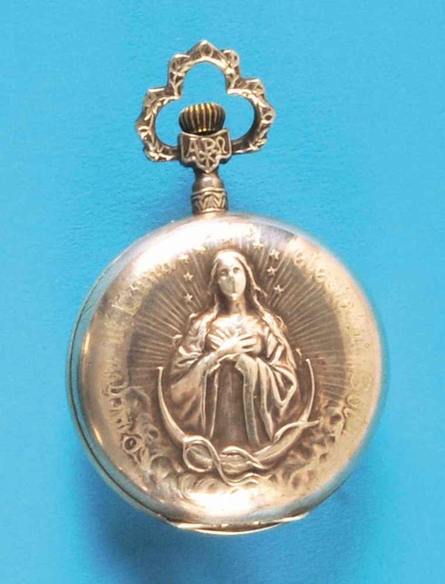 Damen Motiv-Taschenuhr, Ave Maria, mit reliefiertem Bild der hl. Mutter Gottes, versilbertes - Image 2 of 2