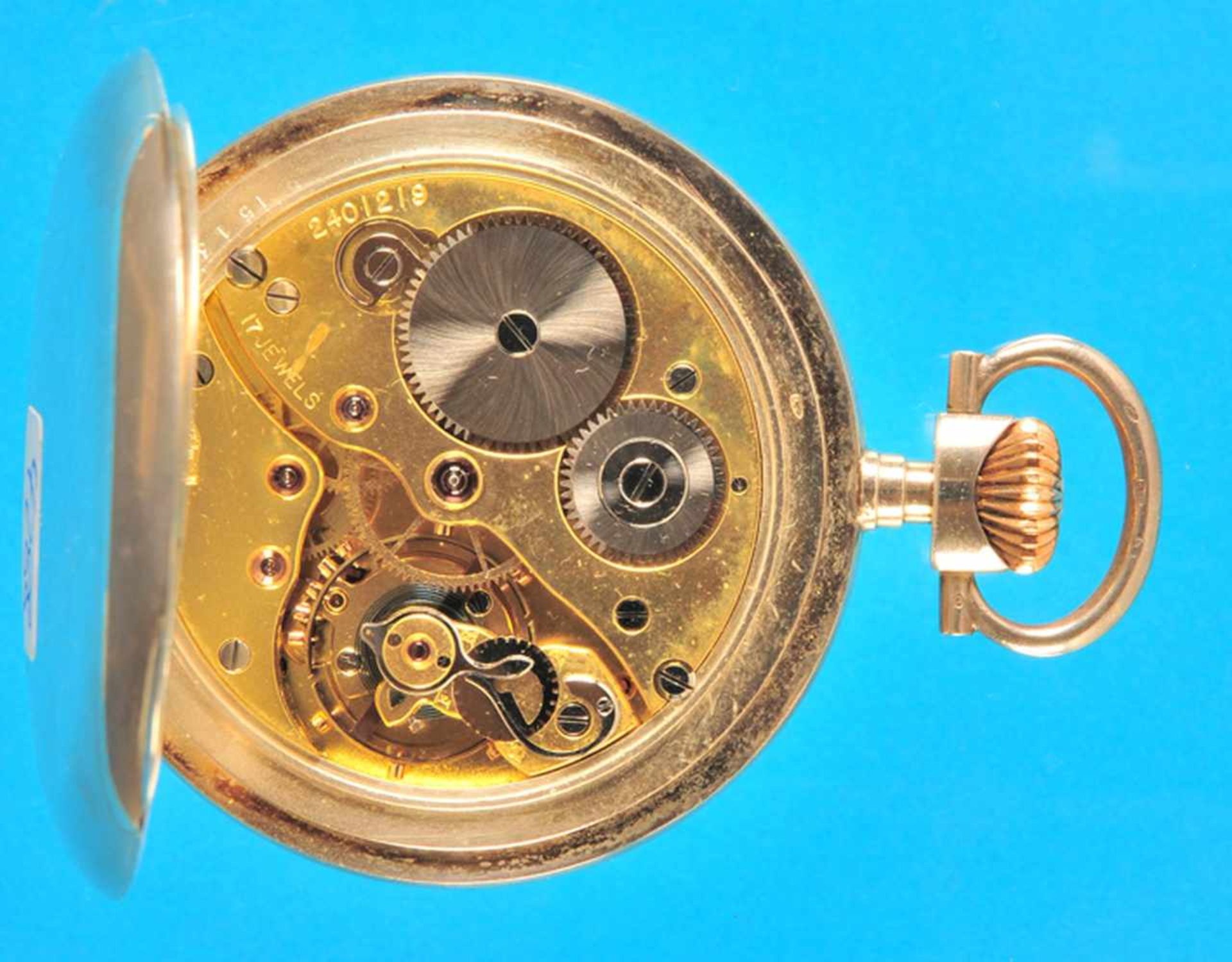 Saxonia Silbertaschenuhr, glattes Gehäuse, Emailzifferblatt mit arabischen Zahlen, kleine Sekunde, - Bild 2 aus 2