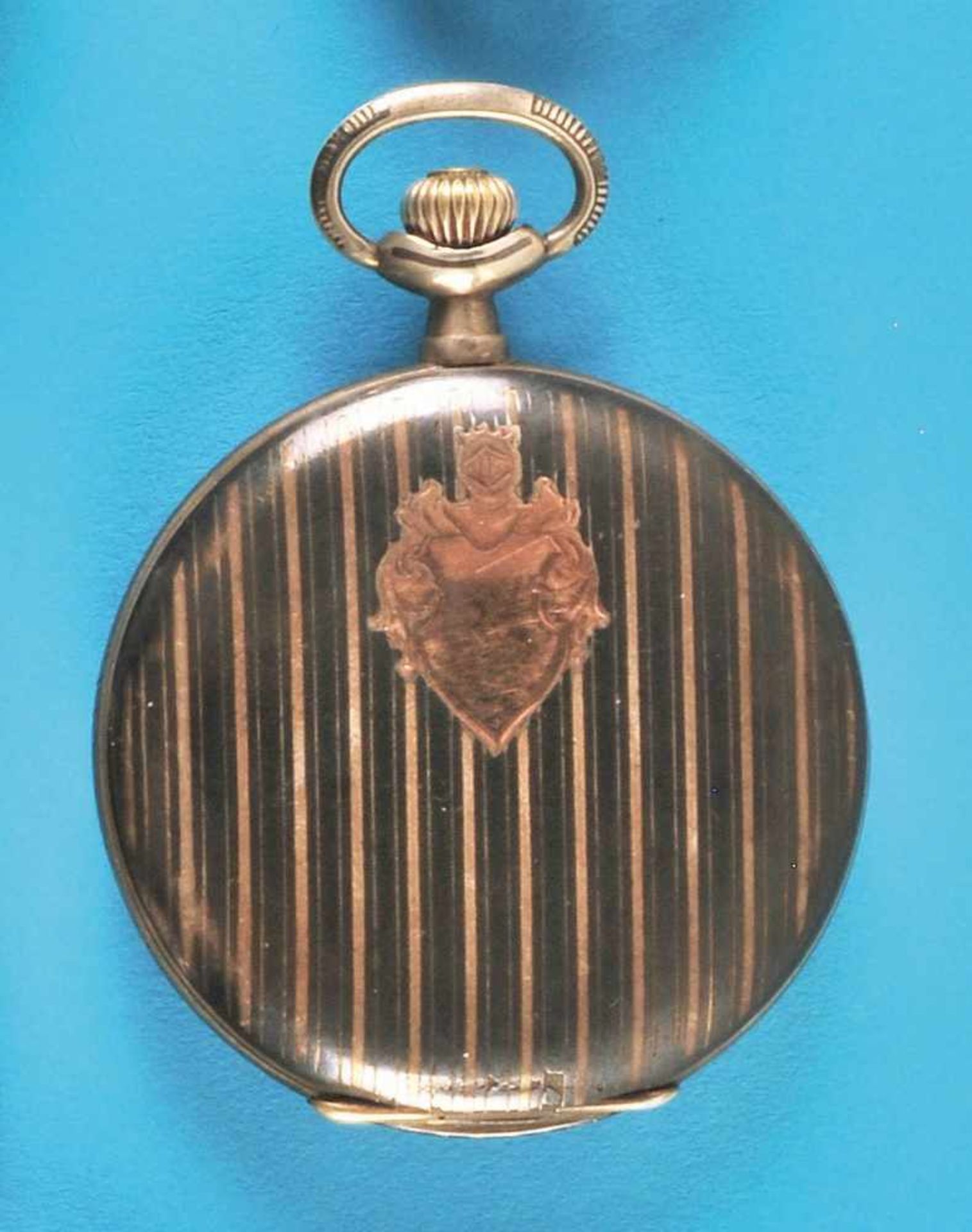 Tulasilber-Taschenuhr mit Sprungdeckel, Pauma Watch.Co., mit Streifendekor verziertes Gehäuse,