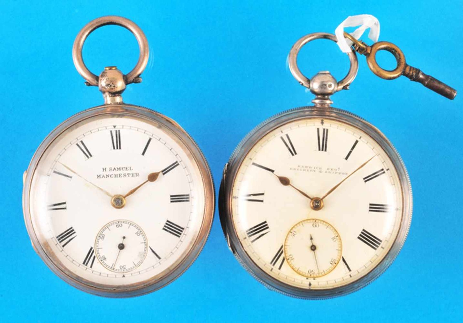Bundle with 2 english silver pocket watchesKonvolut mit 2 englischen Silbertaschenuhren, beide mit