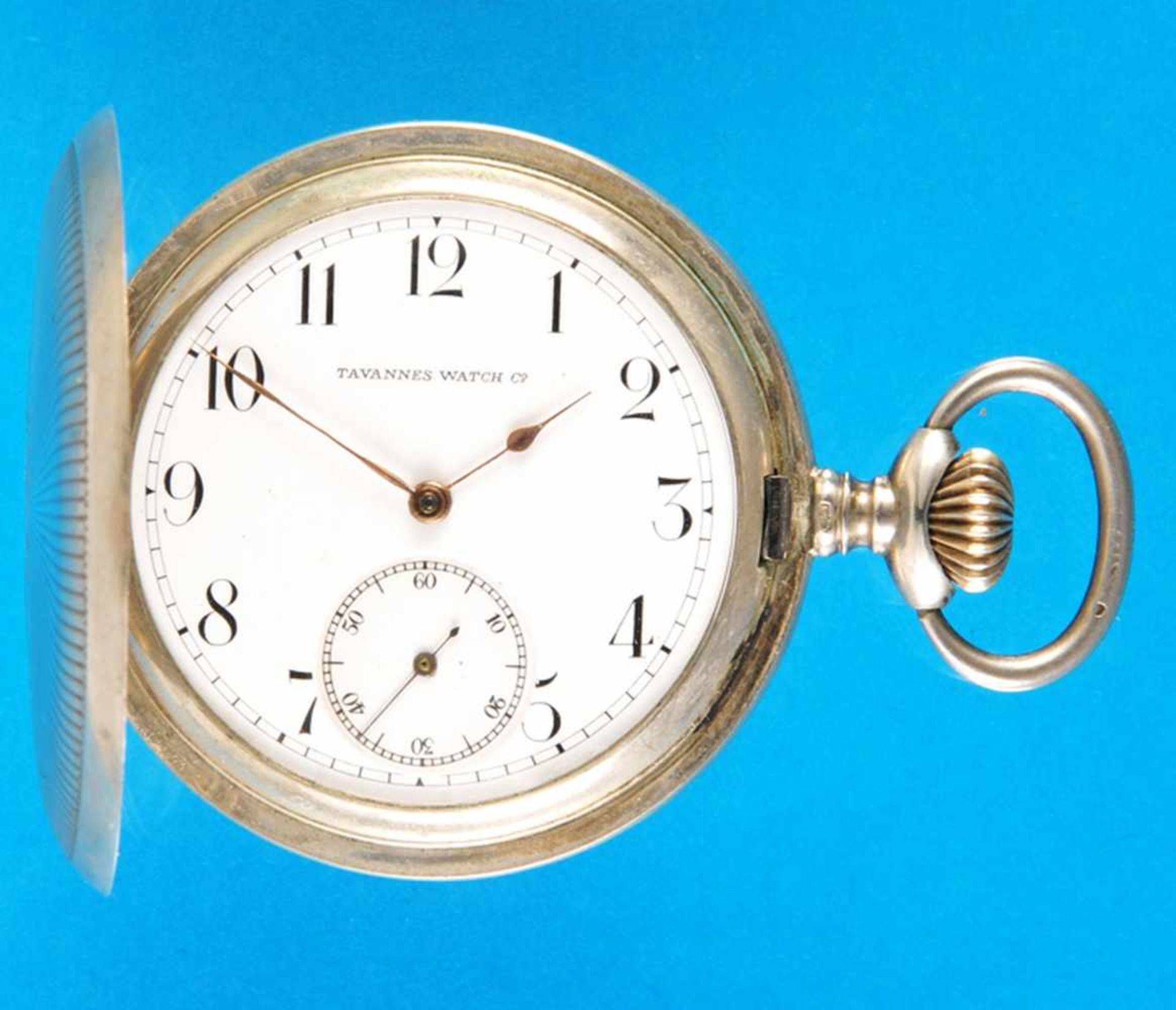 Silver pocket watch with hunting case, Tavannes Watch Co.Silbertaschenuhr mit Sprungdeckel, Tavannes