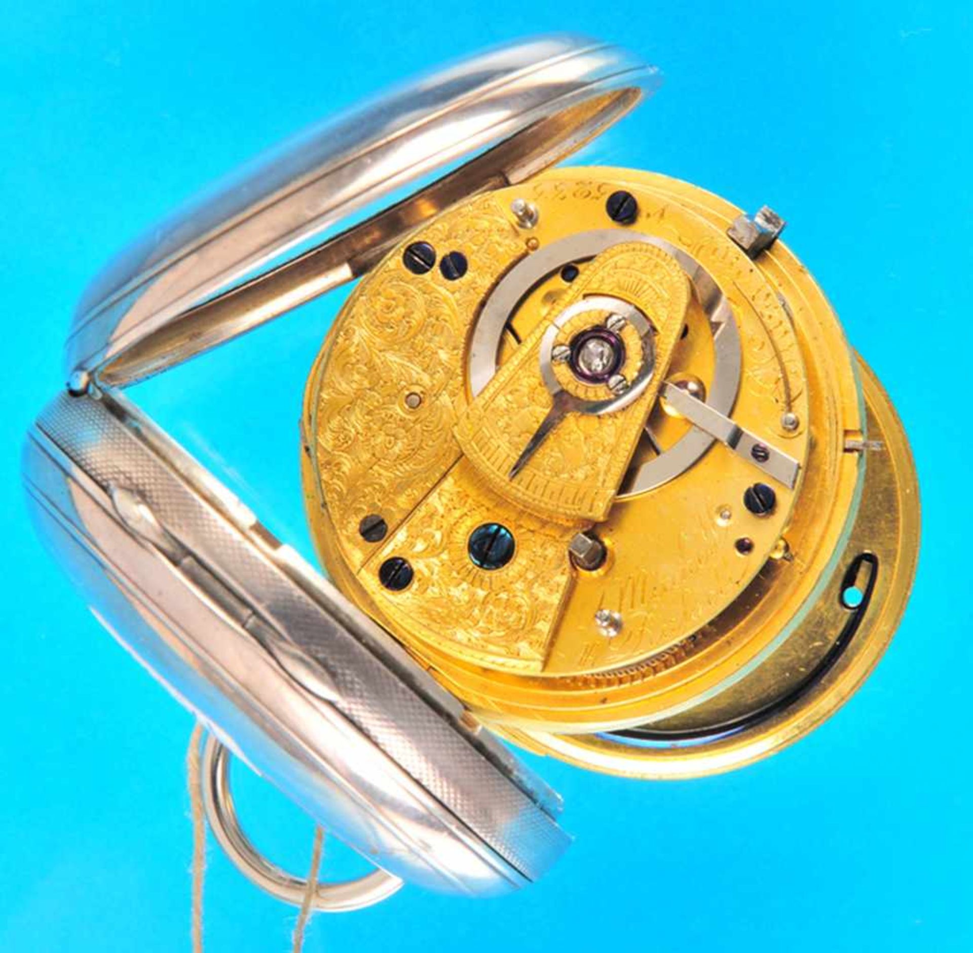English silver pocket watchwith duplex escapement over chain and worm, signed Mitchell & - Bild 2 aus 2