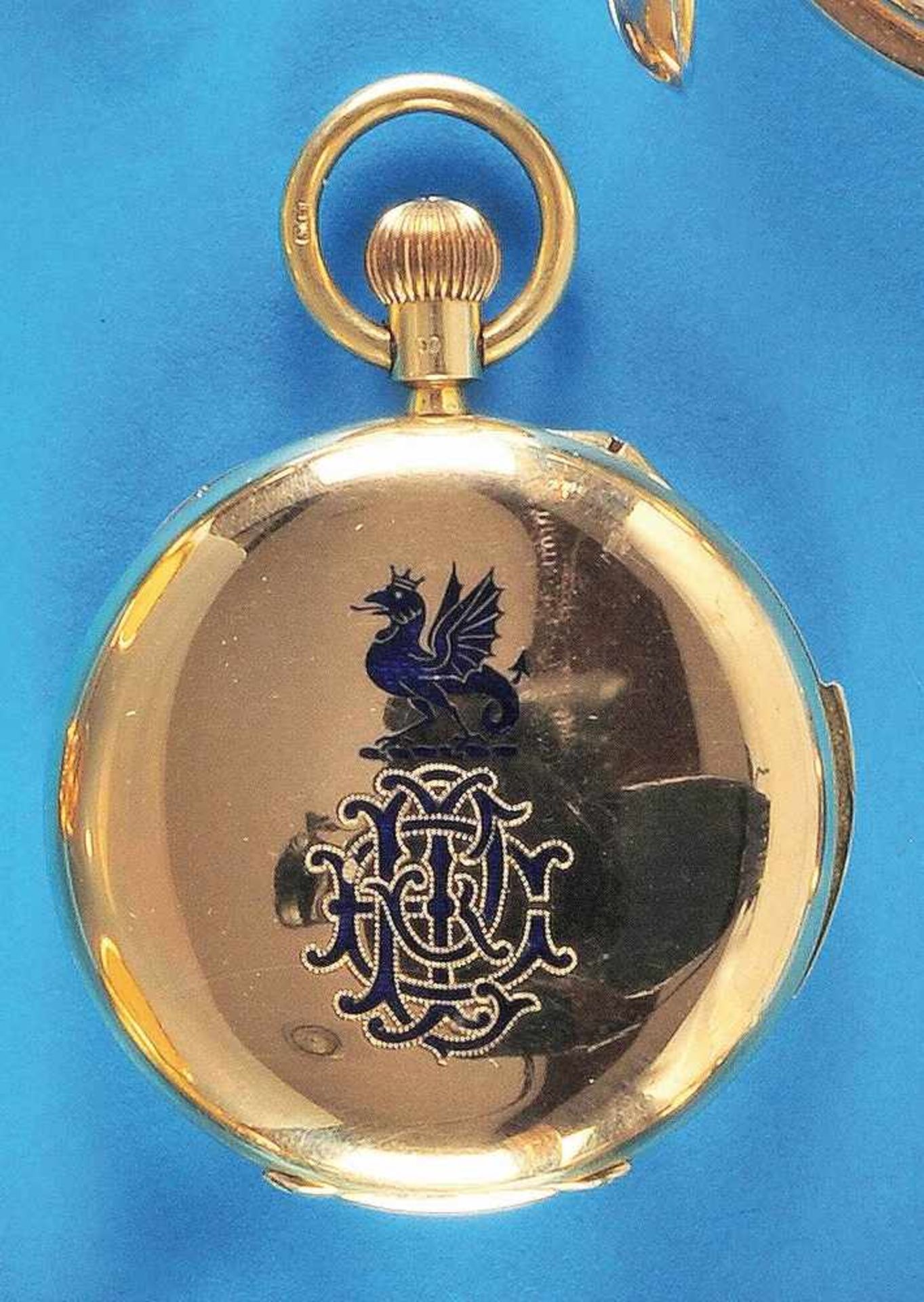 Golden pocket watch with hunting case and minute repetition, Nicole Nielsen & Co. - Bild 2 aus 2