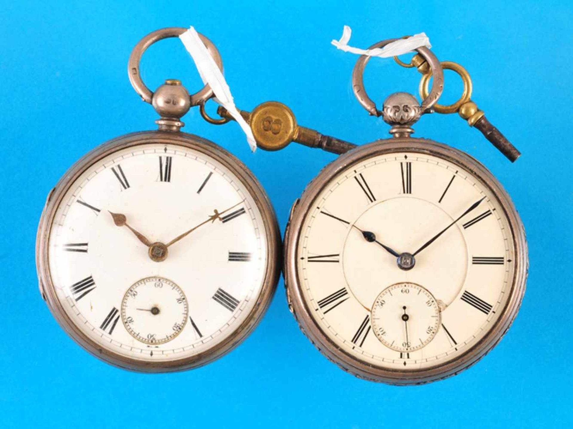 Bundle with 2 english silver pocket watches, P. Eckersley Preston + James Smith CarlsleKonvolut