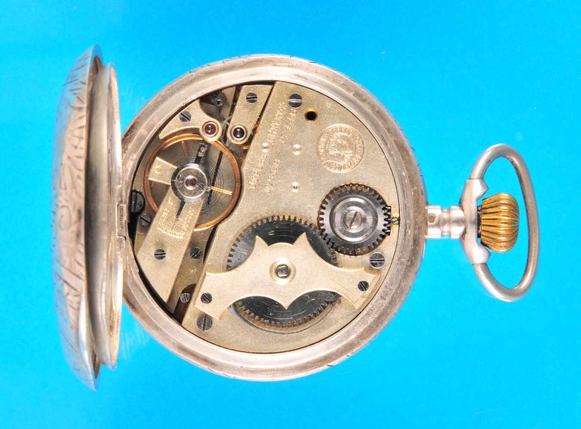 Silver pocket watch with spring cover, La perfectionSilbertschenuhr mit Sprungdeckel, La Perfection, - Bild 3 aus 3