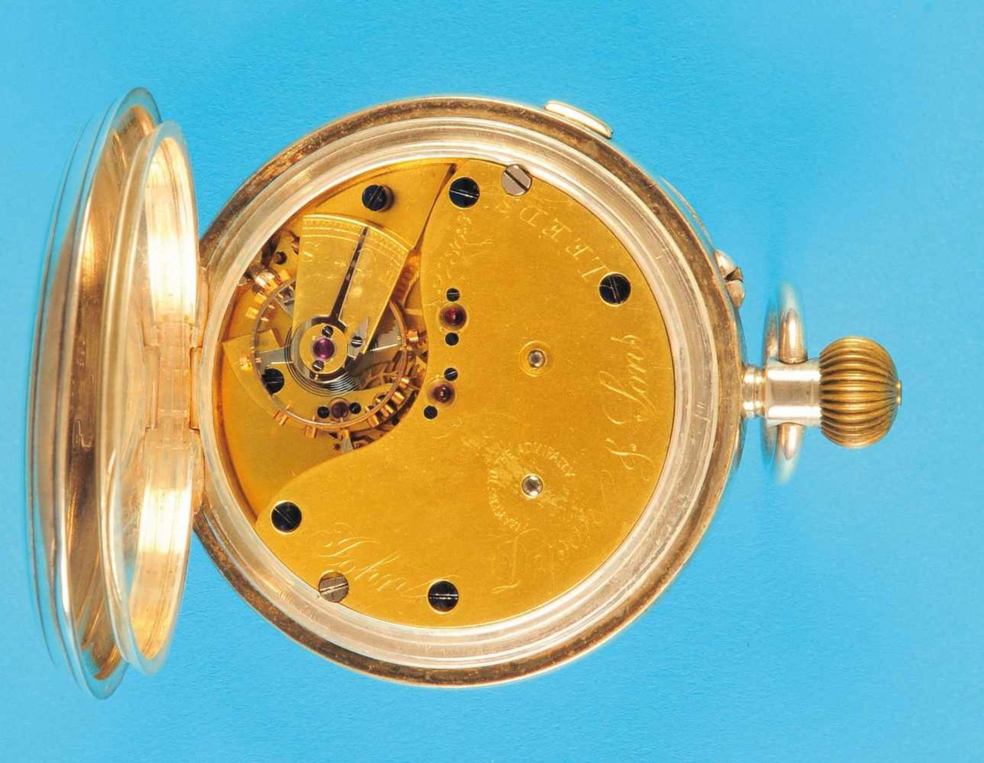 English silver pocket watch, Dyon & Sons, LeedsEnglische Silbertaschenuhr mit Stoppvorrichtung,