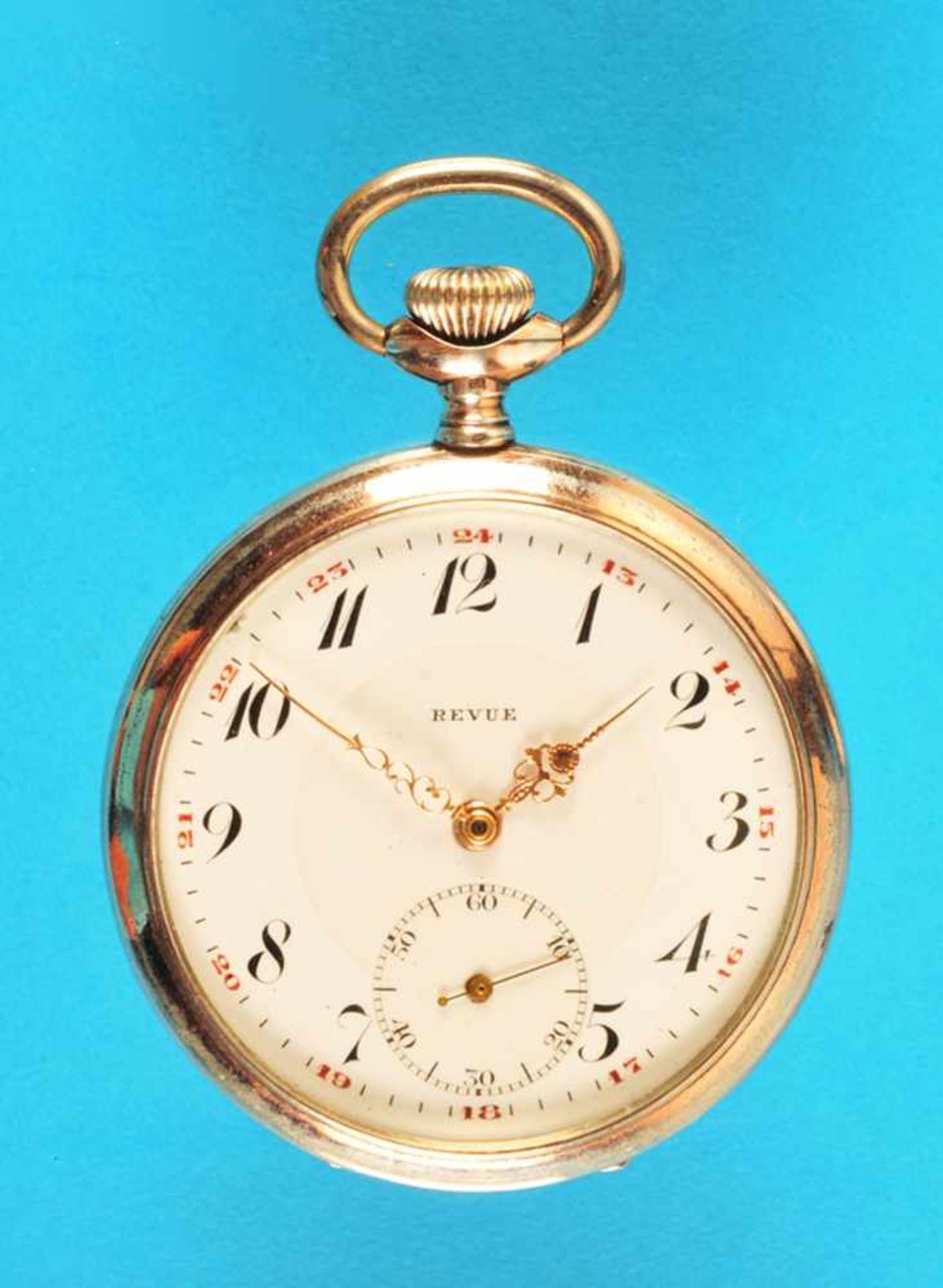 Silver pocket watch, RevueSilbertaschenuhr, Revue, glattes Gehäuse, Emailzifferblatt mit