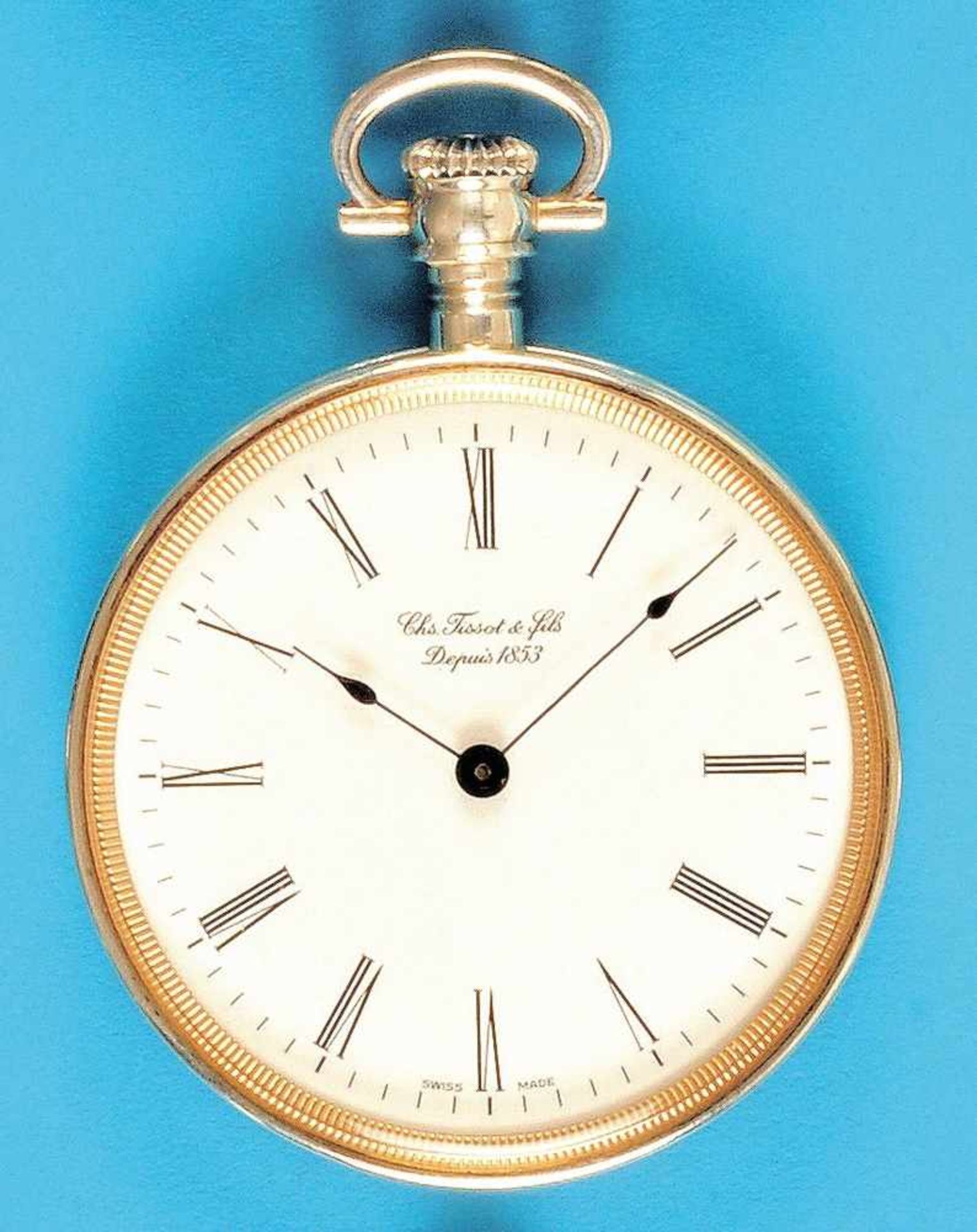 Silver pocket watch, TissotSilbertaschenuhr Tissot, im Original-Etui, glattes Gehäuse,