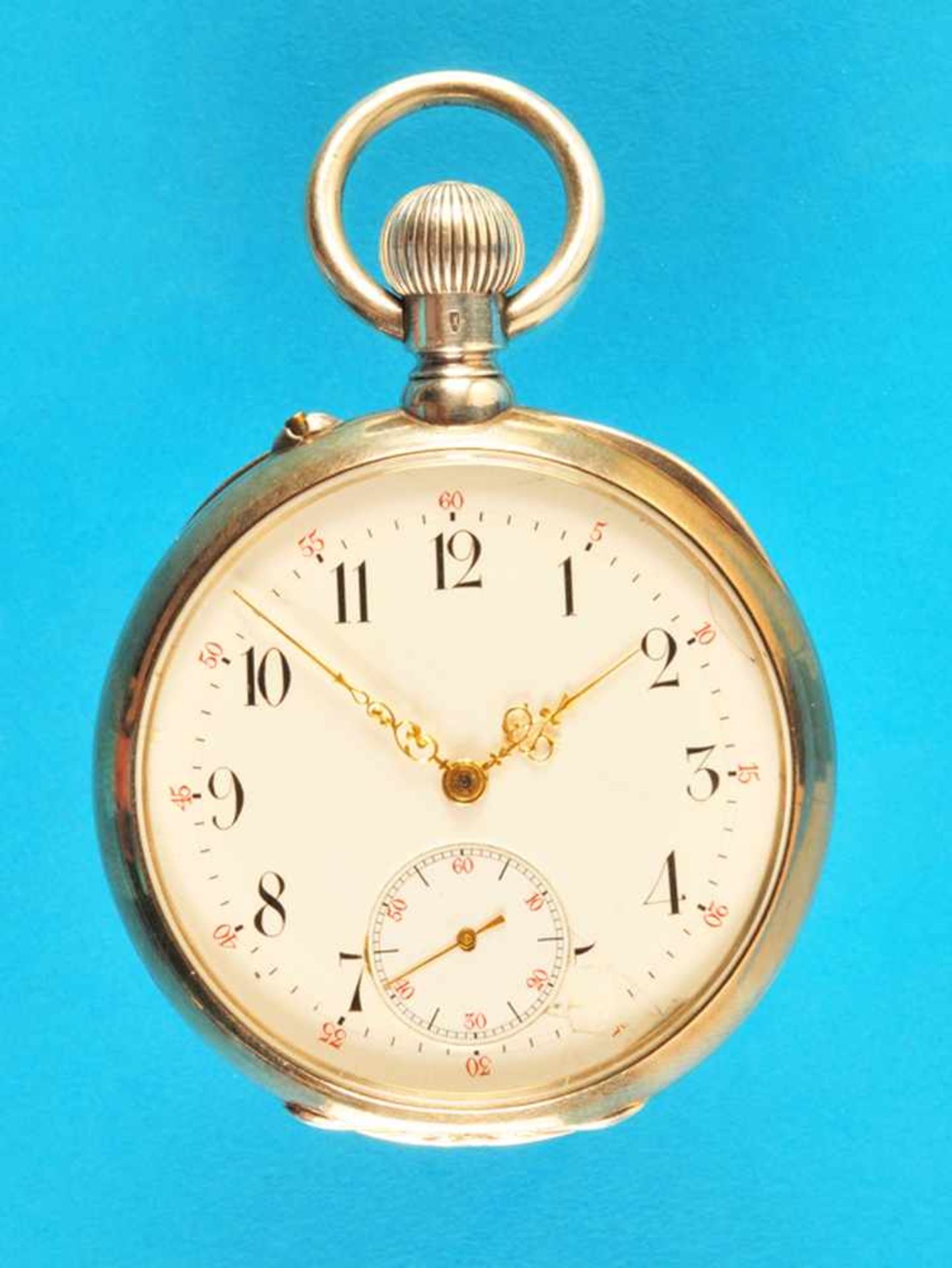 Silver pocket watch, Union GlockeSilbertaschenuhr, Union Glocke, glattes Gehäuse, Emailzifferblatt