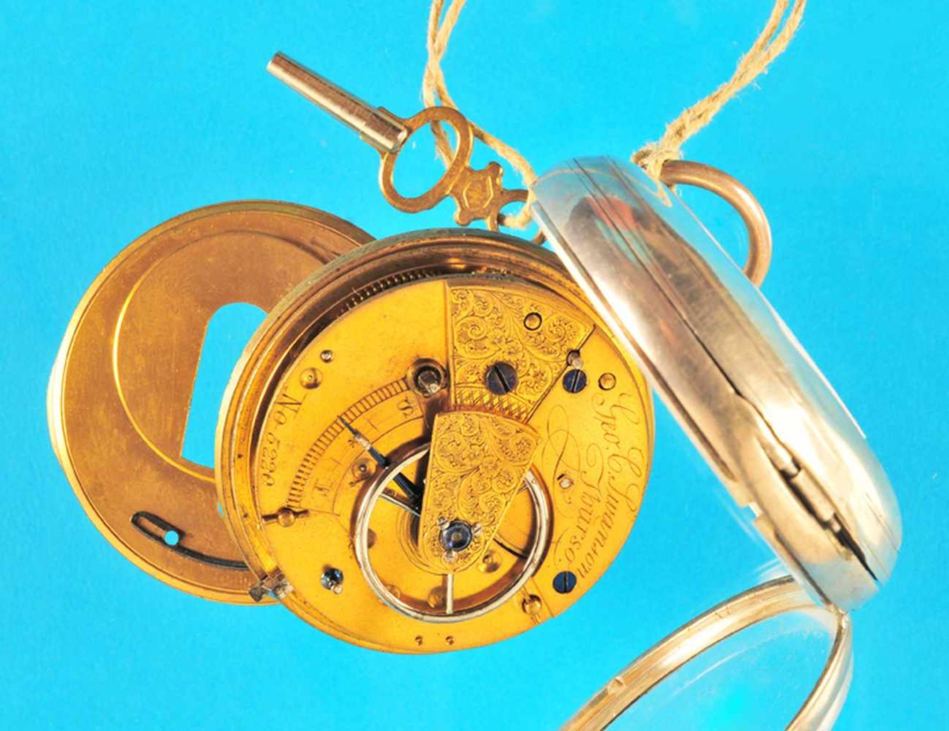 Silver pocket watch with key winding device, Georges C. Swanson JbursoSilbertaschenuhr mit - Bild 2 aus 2