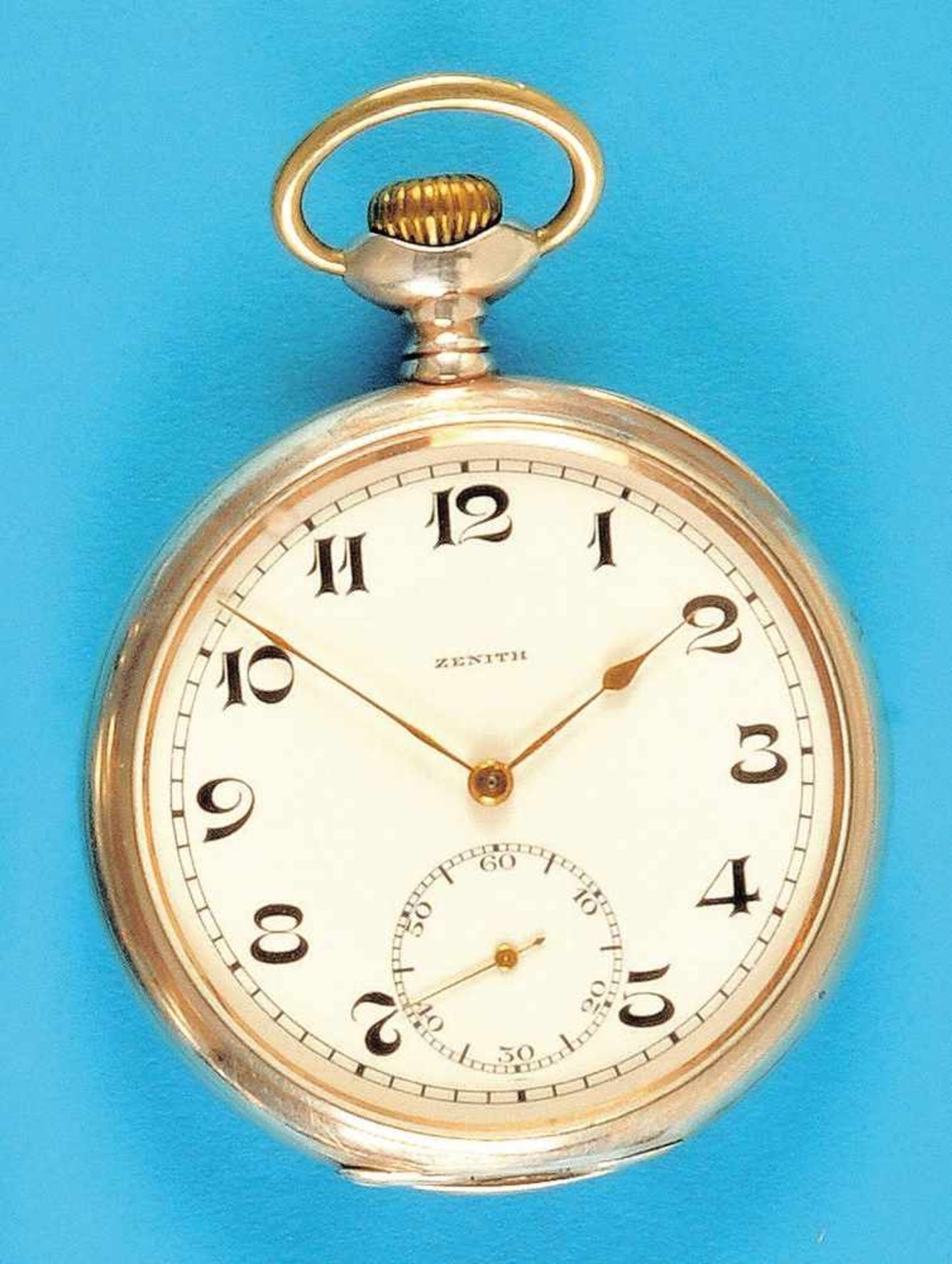 Zenith silver pocket watchZenith Silbertaschenuhr, glattes Gehäuse, Emailzifferblatt mit - Bild 2 aus 2