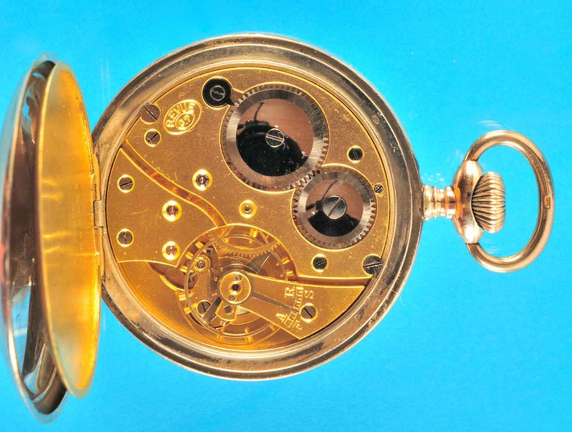 Silver pocket watch, RevueSilbertaschenuhr, Revue, glattes Gehäuse, Emailzifferblatt mit - Bild 2 aus 2