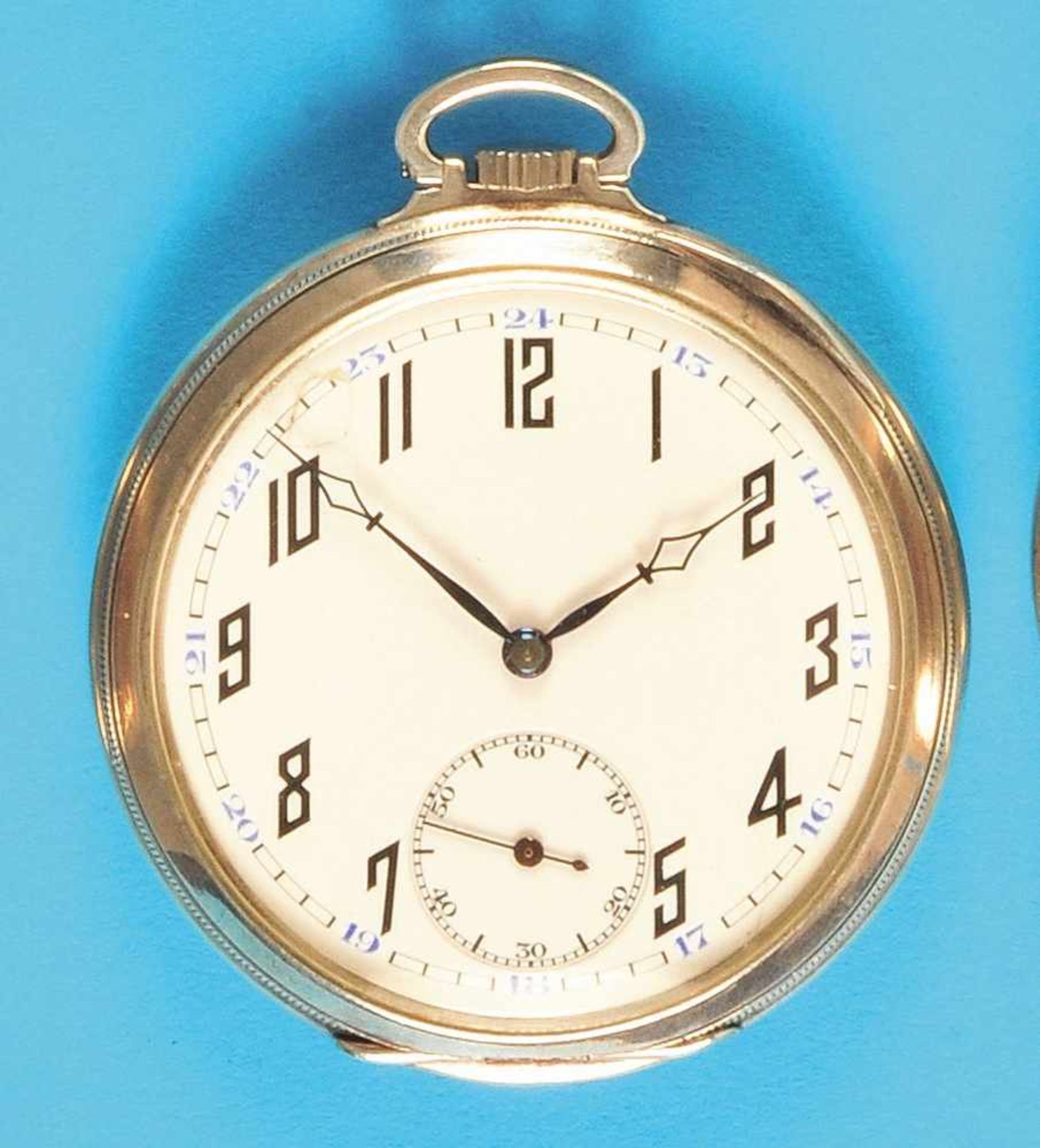 Silver pocket watch, Urania IWCSilbertaschenuhr, Urania IWC, um 1930, mit Ornamenten graviertes - Bild 2 aus 2