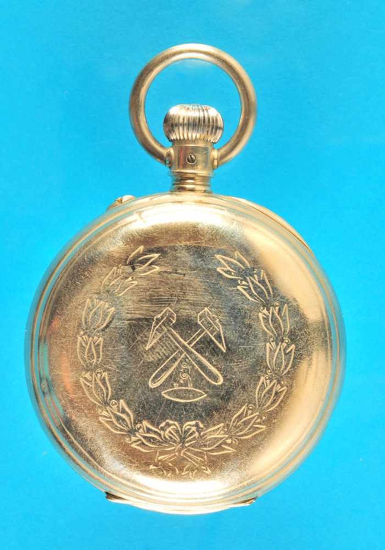 Metal pocket watch, LonginesMetalltaschenuhr, Longines, mit Bergwerksymbol verziertes Gehäuse, - Bild 3 aus 3