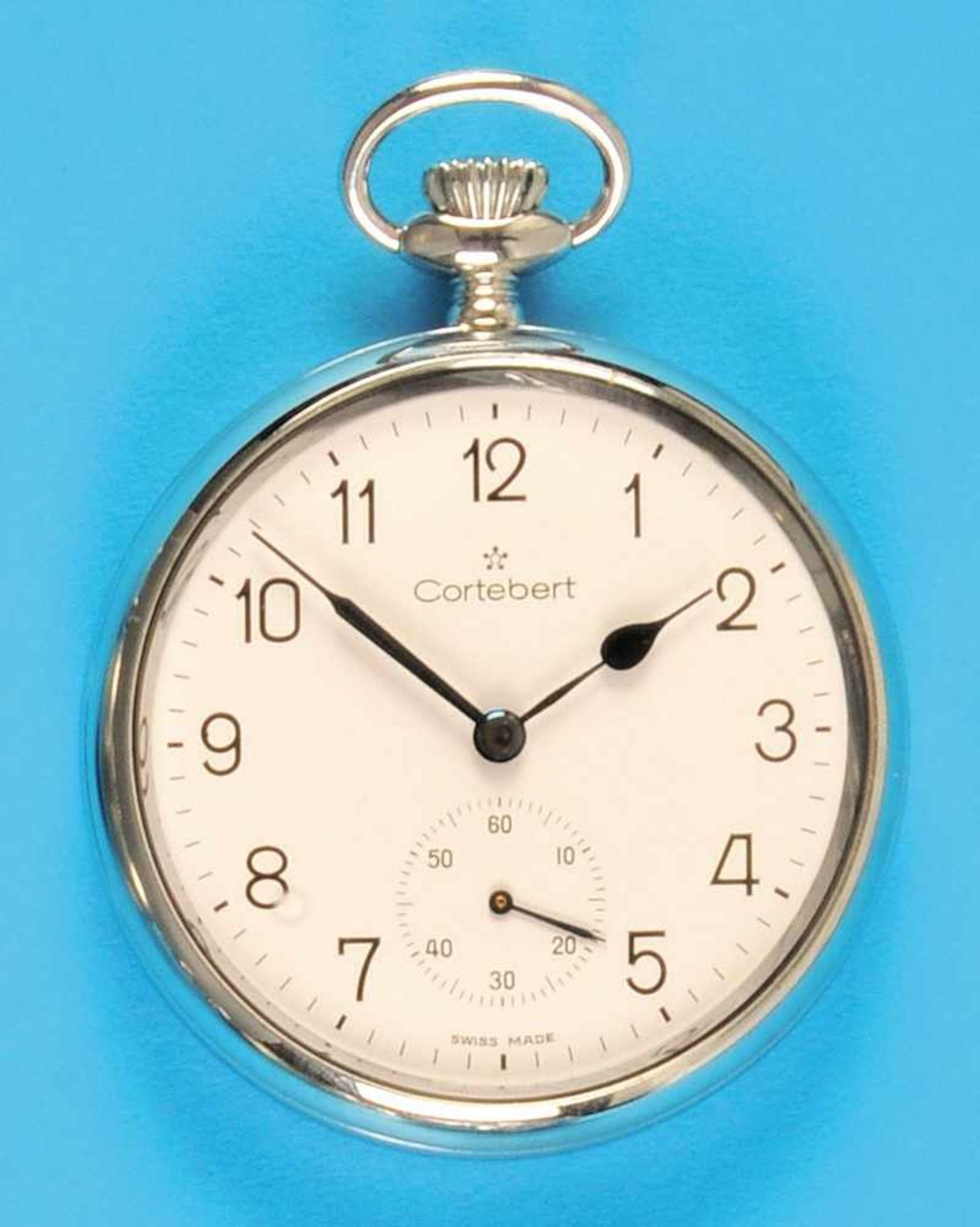 Metal pocket watch, CortebertMetalltaschenuhr, Cortebert, Emailzifferblatt mit arabischen Zahlen,