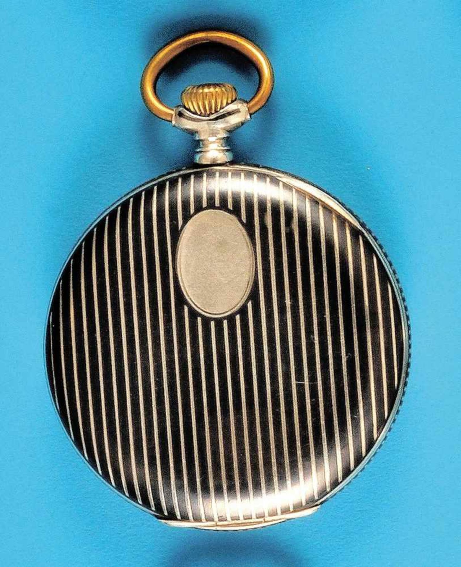 Niello pocket watch, InvarTulasilber-Taschenuhr, Invar, mit Streifendekor verziertes Gehäuse,