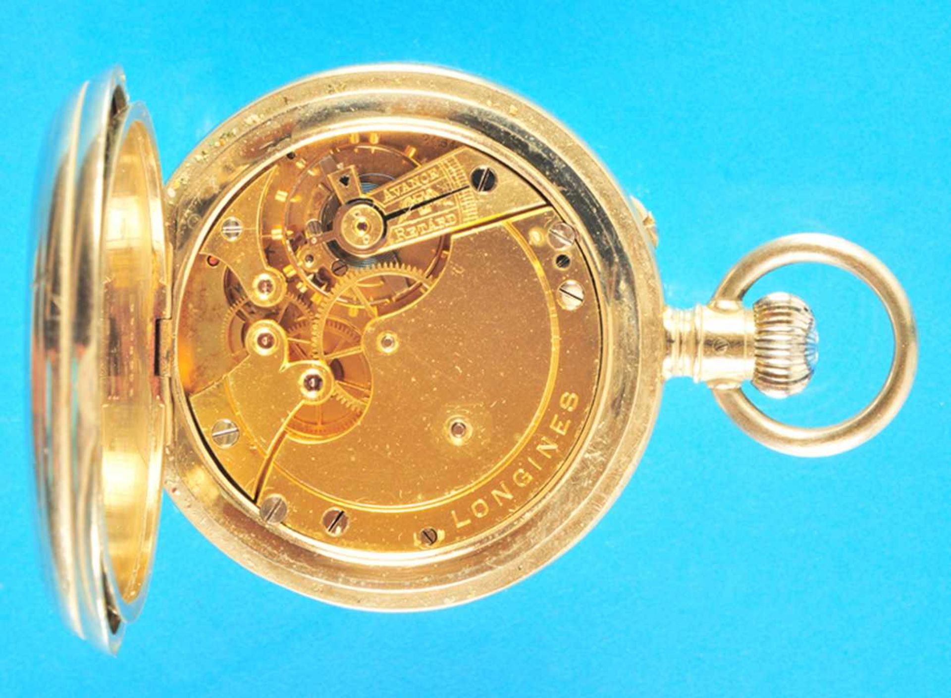 Metal pocket watch, LonginesMetalltaschenuhr, Longines, mit Bergwerksymbol verziertes Gehäuse, - Bild 2 aus 3
