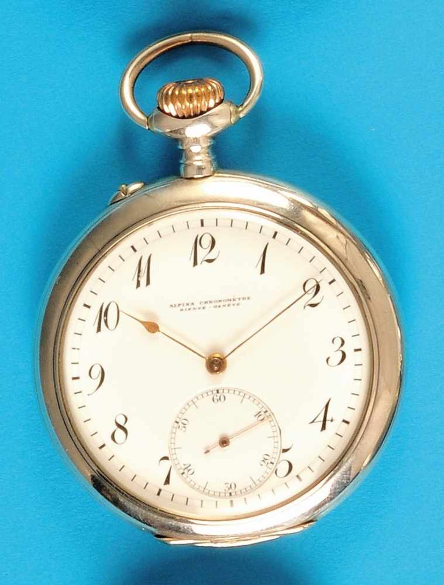 Silver pocket watch chronometer AlpinaSilberne Taschenuhr Chronometer Alpina, glattes Gehäuse, - Bild 2 aus 2