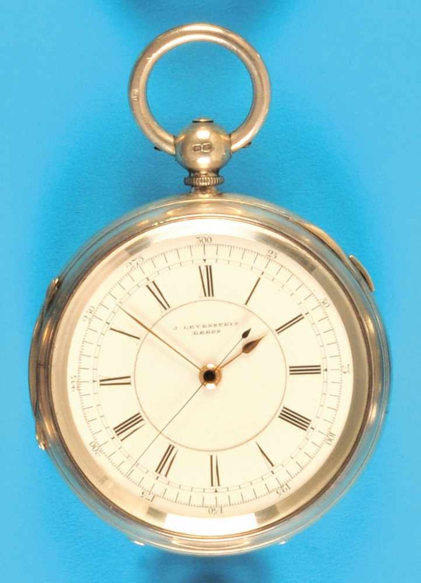 Silver pocket watch with second stop, J. Levinstein LeedsSilbertaschenuhr mit Sekundenstopp, J.