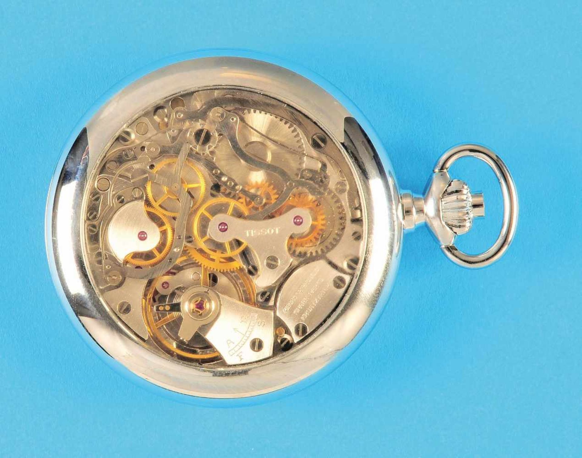 Tissot pocket watch with cronographTissot Taschenuhr mit Chronograph, beidseitig verglastes Gehäuse,